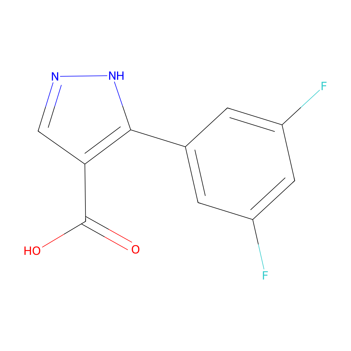 5-(3,5-difluorophenyl)-1H-pyrazole-4-carboxylic acid molecular structure, CAS 1522937-83-2