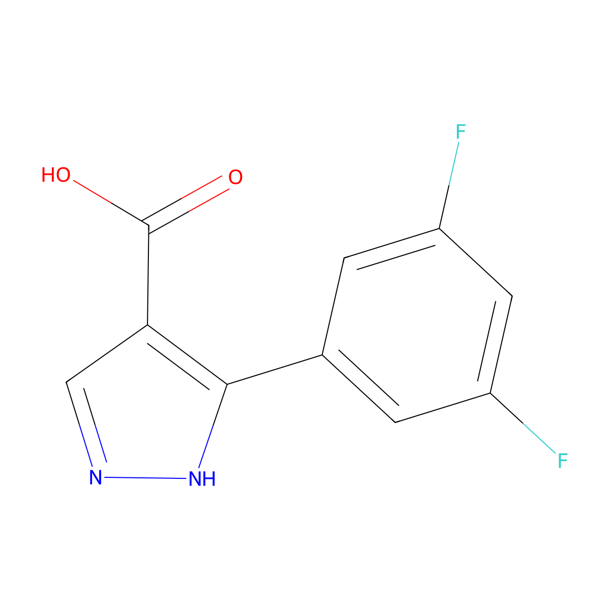 5-(3,5-difluorophenyl)-1H-pyrazole-4-carboxylic acid molecular structure, CAS 1522937-83-2
