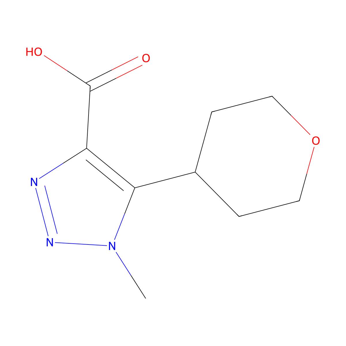 1-Methyl-5-(oxan-4-YL)-1H-1,2,3-triazole-4-carboxylic acid molecular structure, CAS 1522942-92-2