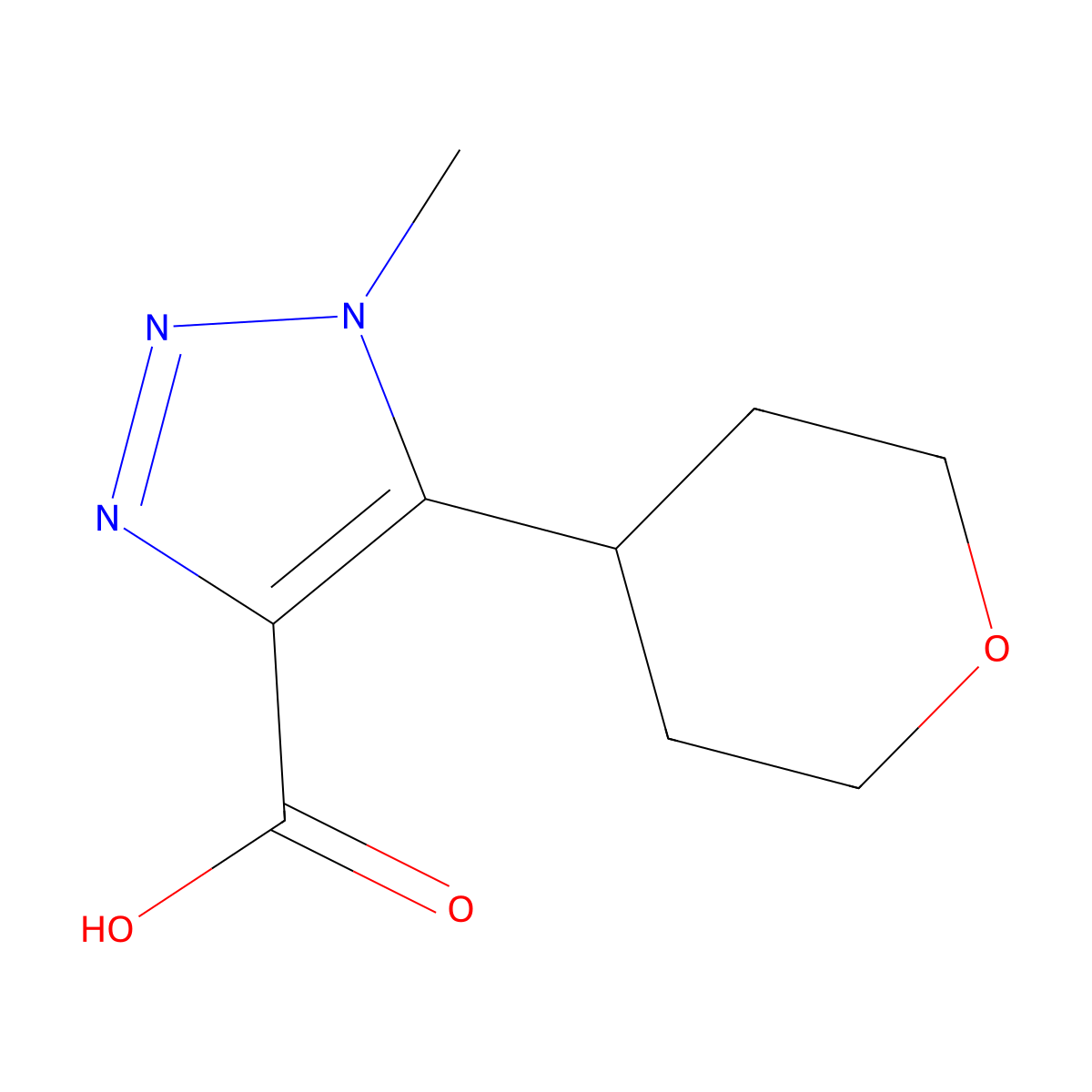 1-Methyl-5-(oxan-4-YL)-1H-1,2,3-triazole-4-carboxylic acid molecular structure, CAS 1522942-92-2