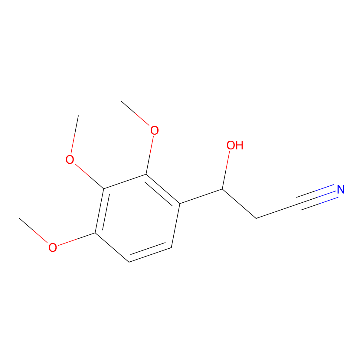 3-Hydroxy-3-(2,3,4-trimethoxyphenyl)propanenitrile molecular structure, CAS 1522956-14-4