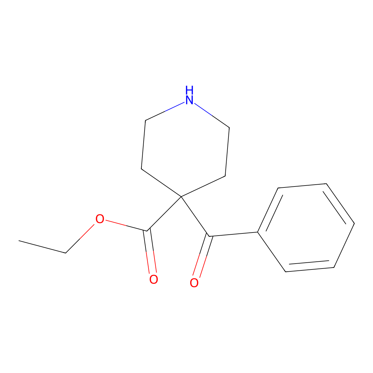 Ethyl 4-benzoylpiperidine-4-carboxylate molecular structure, CAS 1522962-22-6