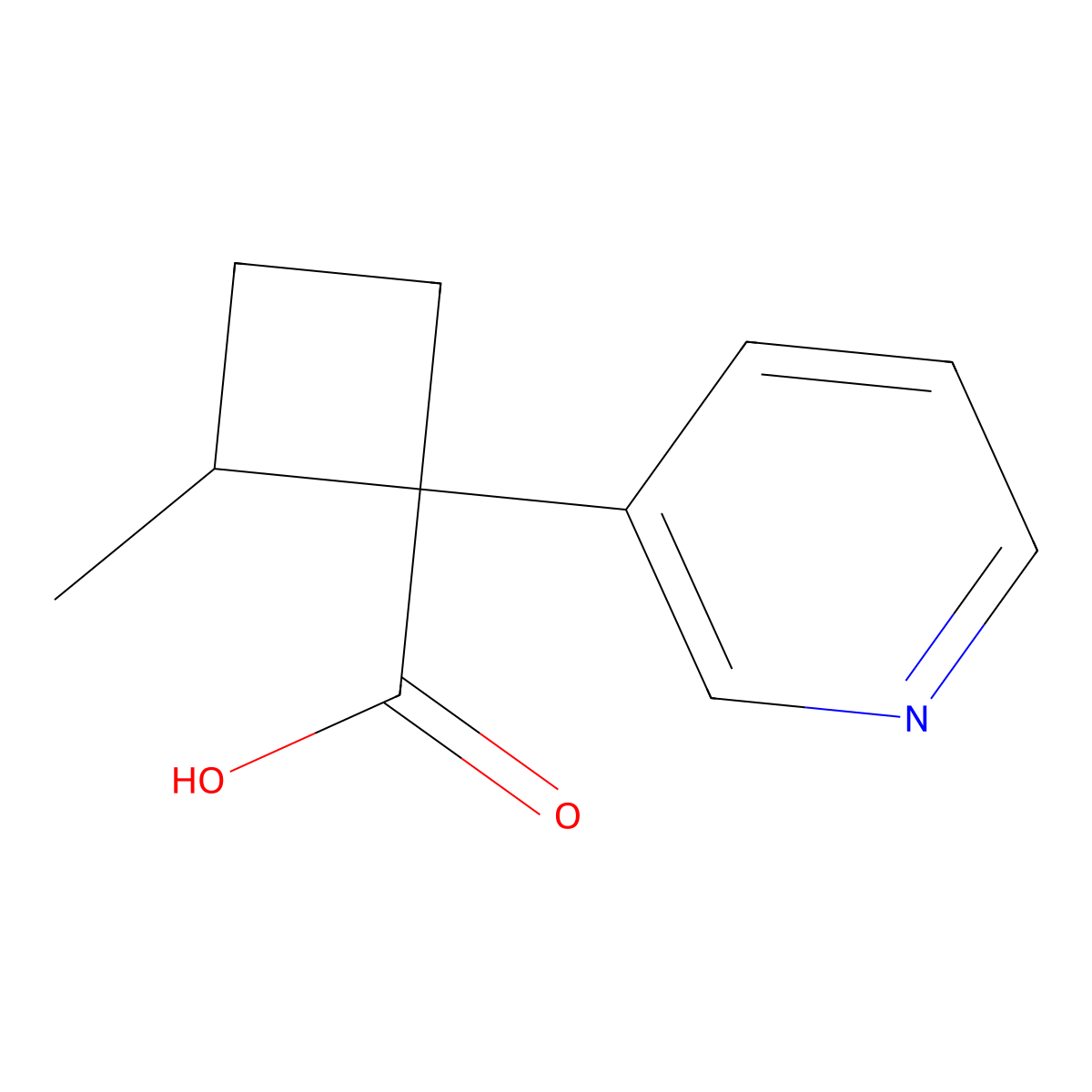 2-Methyl-1-(pyridin-3-yl)cyclobutane-1-carboxylic acid molecular structure, CAS 1522994-18-8