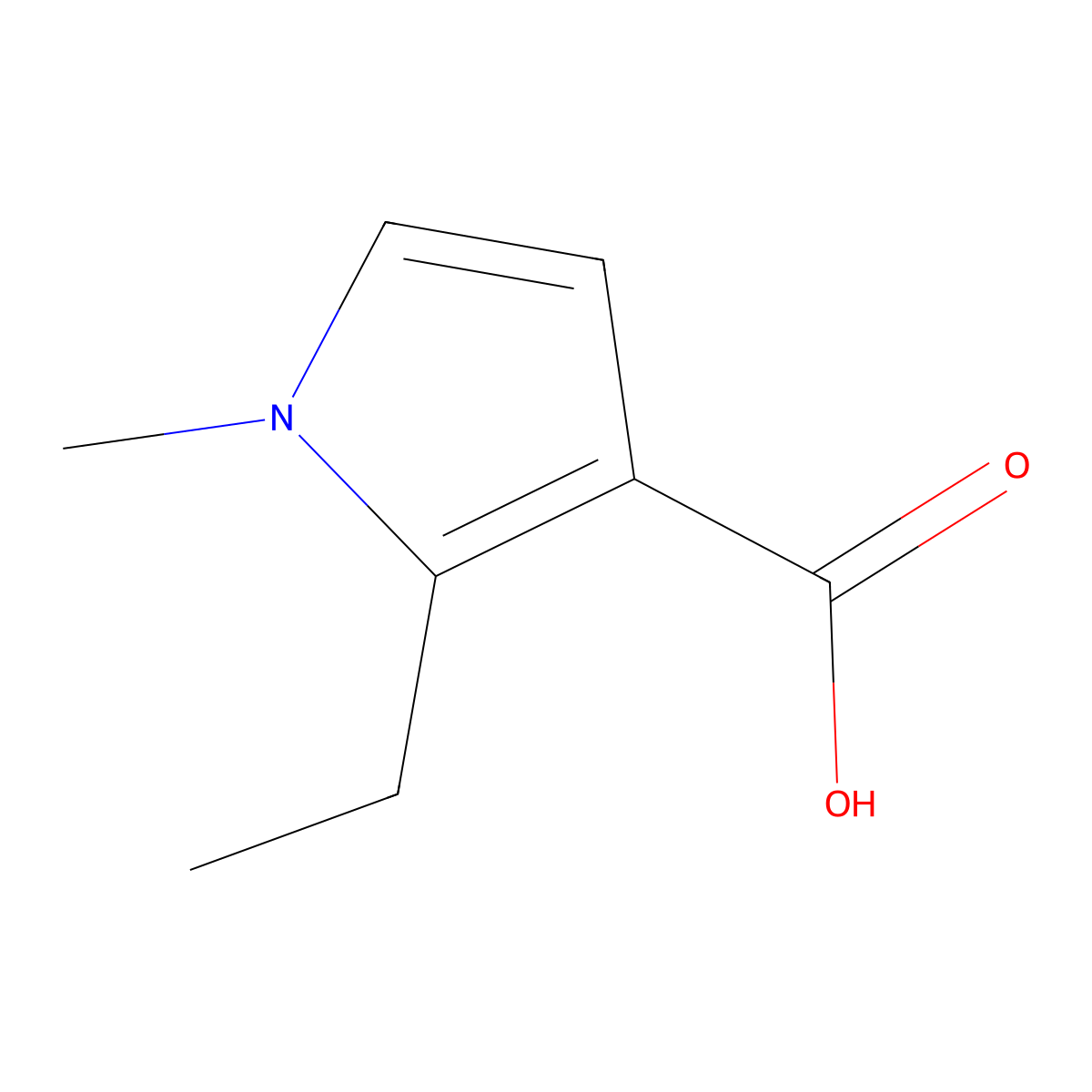 2-ethyl-1-methyl-1H-pyrrole-3-carboxylic acid molecular structure, CAS 1522996-06-0