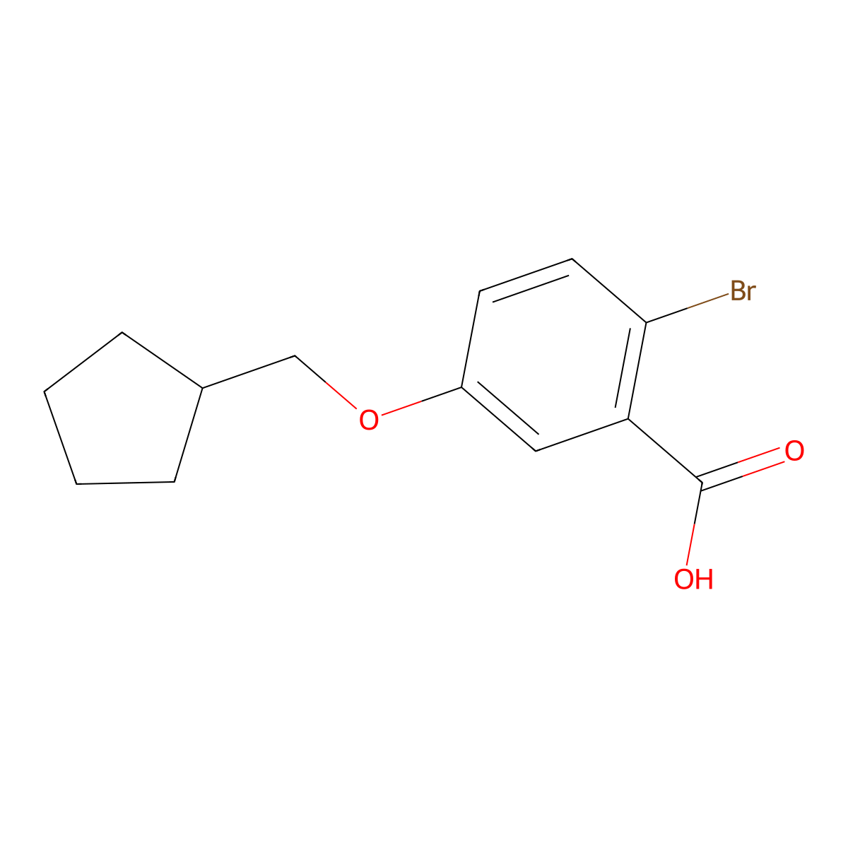 2-Bromo-5-(cyclopentylmethoxy)benzoic acid molecular structure, CAS 1523007-28-4