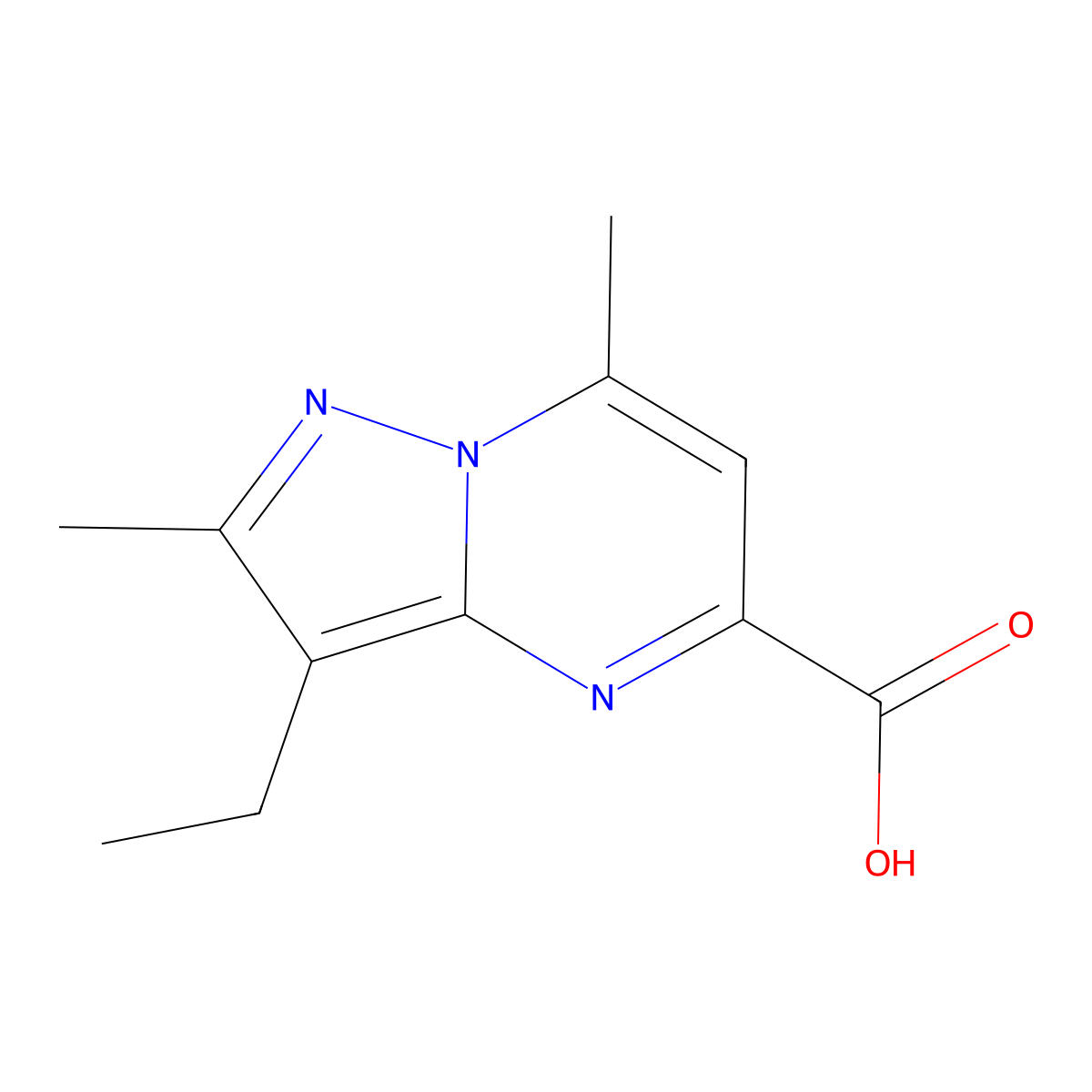 3-Ethyl-2,7-dimethylpyrazolo[1,5-a]pyrimidine-5-carboxylic acid molecular structure, CAS 1523013-09-3