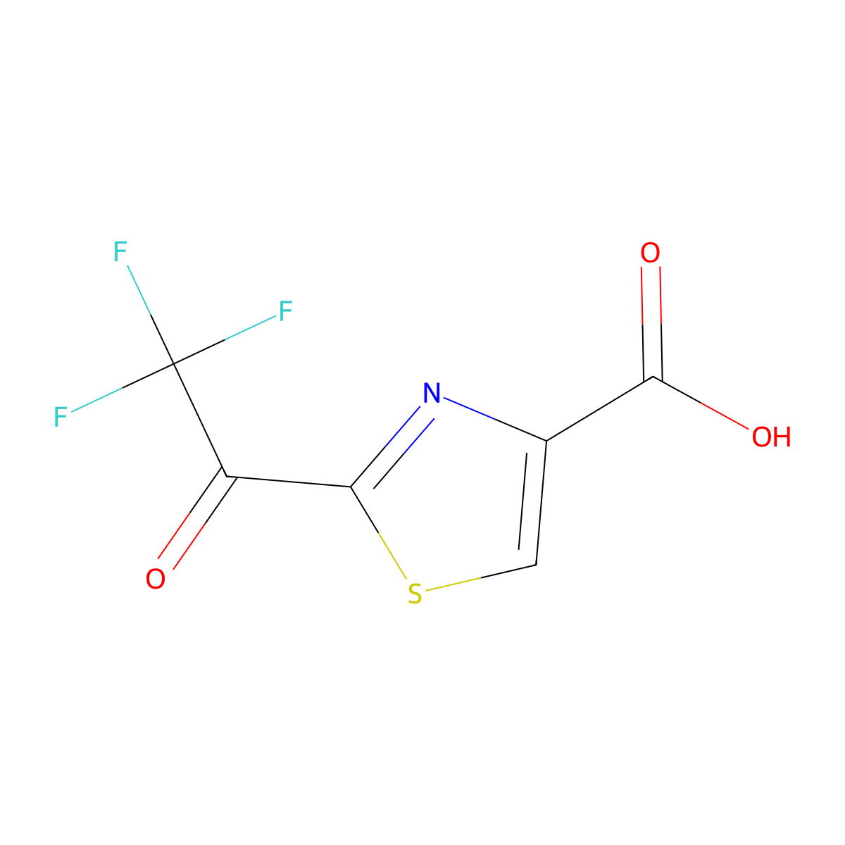 2-(Trifluoroacetyl)-1,3-thiazole-4-carboxylic acid molecular structure, CAS 1523015-33-9