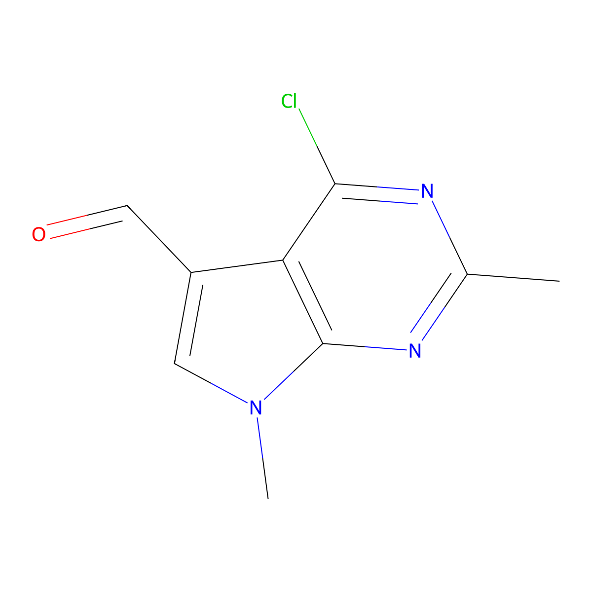 4-Chloro-2,7-dimethyl-7H-pyrrolo[2,3-d]pyrimidine-5-carbaldehyde molecular structure, CAS 1523023-33-7