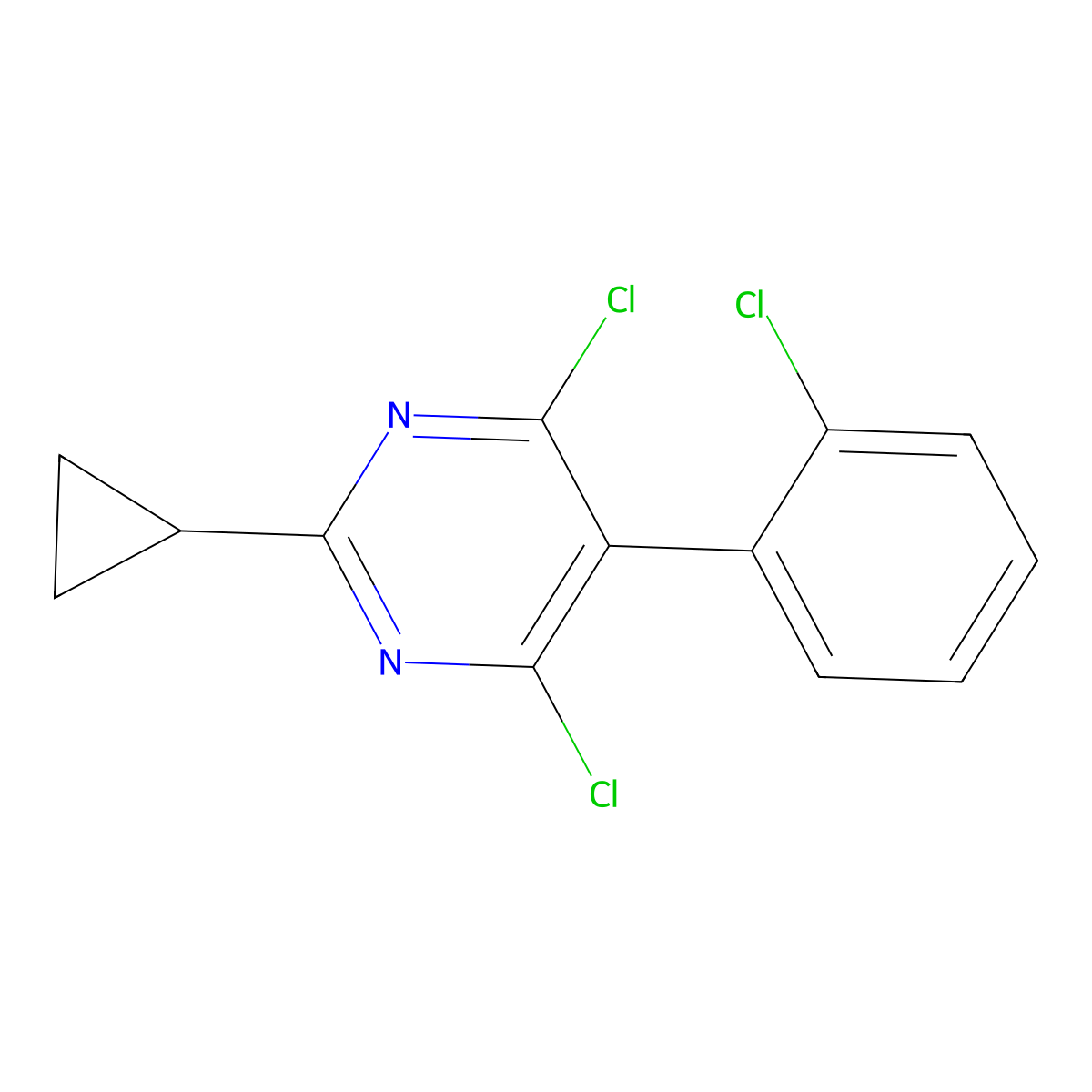 4,6-Dichloro-5-(2-chlorophenyl)-2-cyclopropylpyrimidine molecular structure, CAS 1523025-65-1