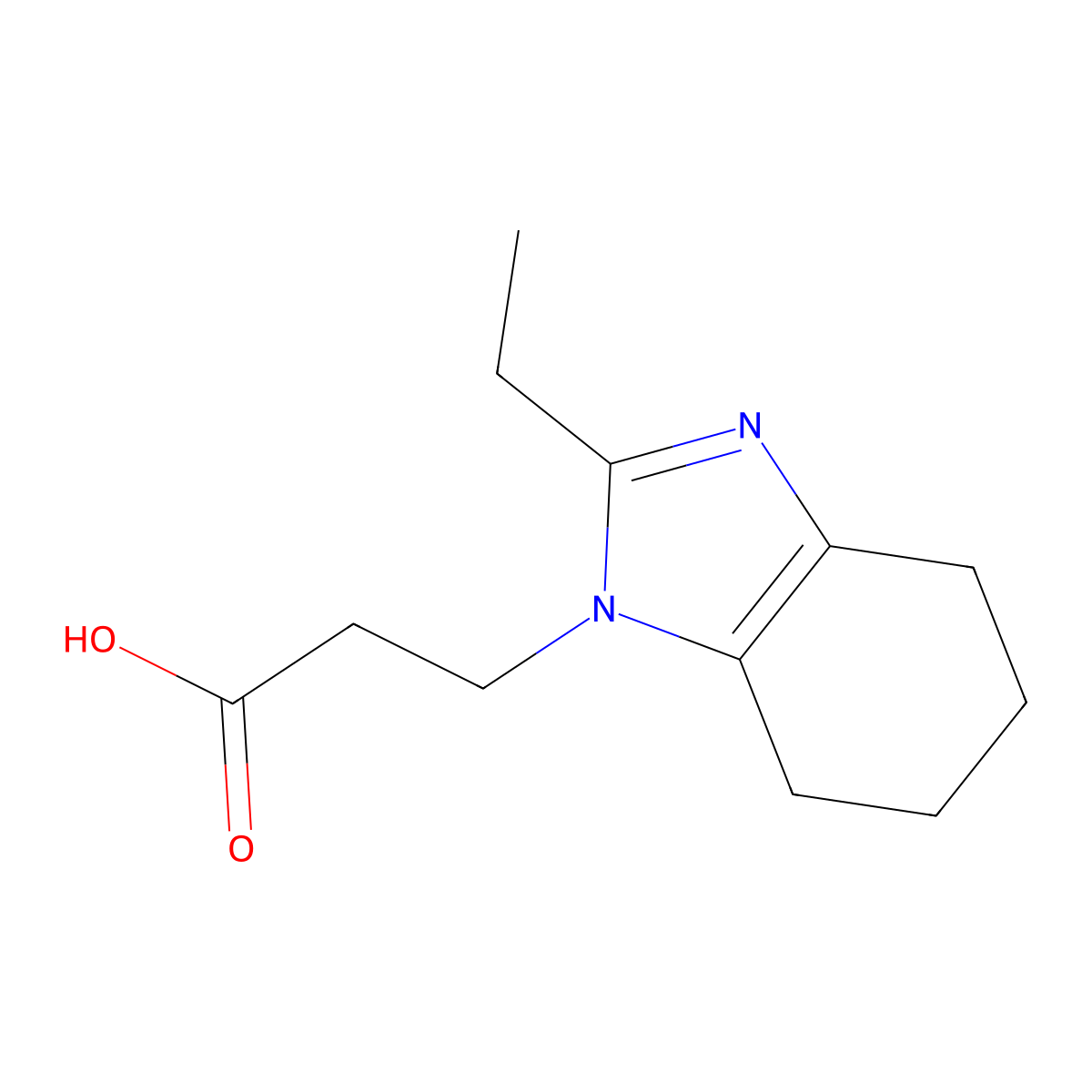 3-(2-ethyl-4,5,6,7-tetrahydro-1H-1,3-benzodiazol-1-yl)propanoic acid molecular structure, CAS 1523030-46-7
