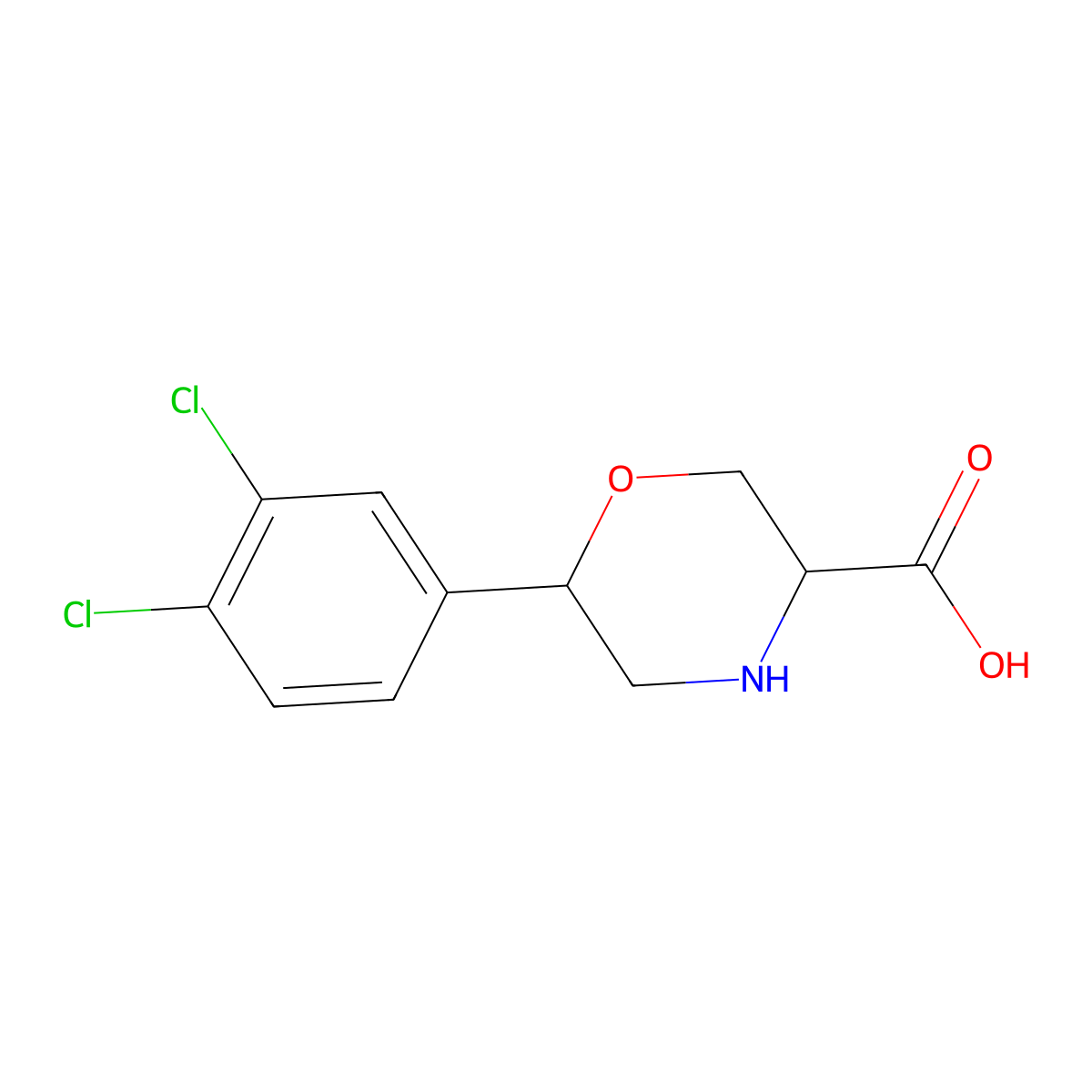 6-(3,4-Dichlorophenyl)morpholine-3-carboxylic acid molecular structure, CAS 1523033-61-5