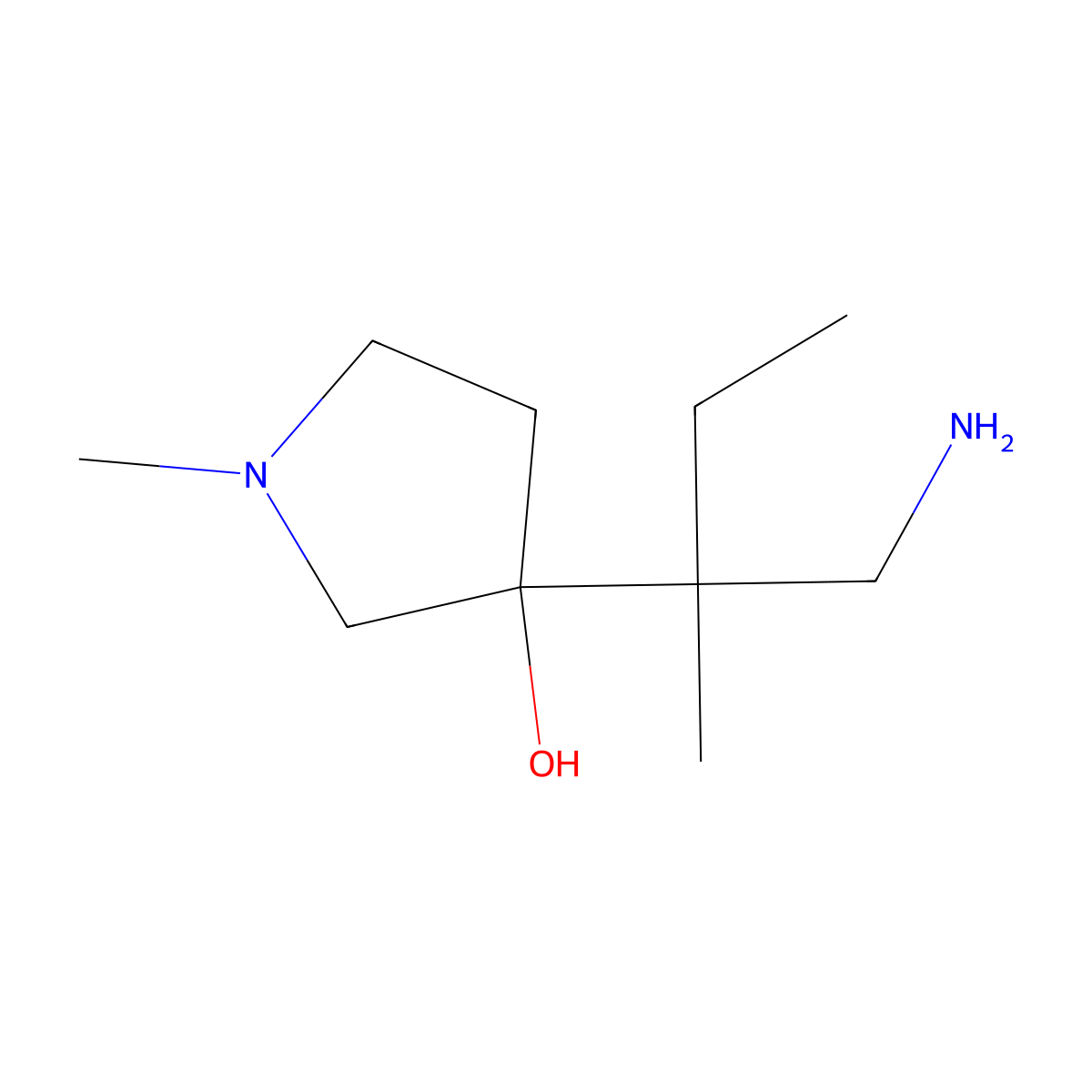 3-(1-Amino-2-methylbutan-2-yl)-1-methylpyrrolidin-3-ol molecular structure, CAS 1523050-33-0