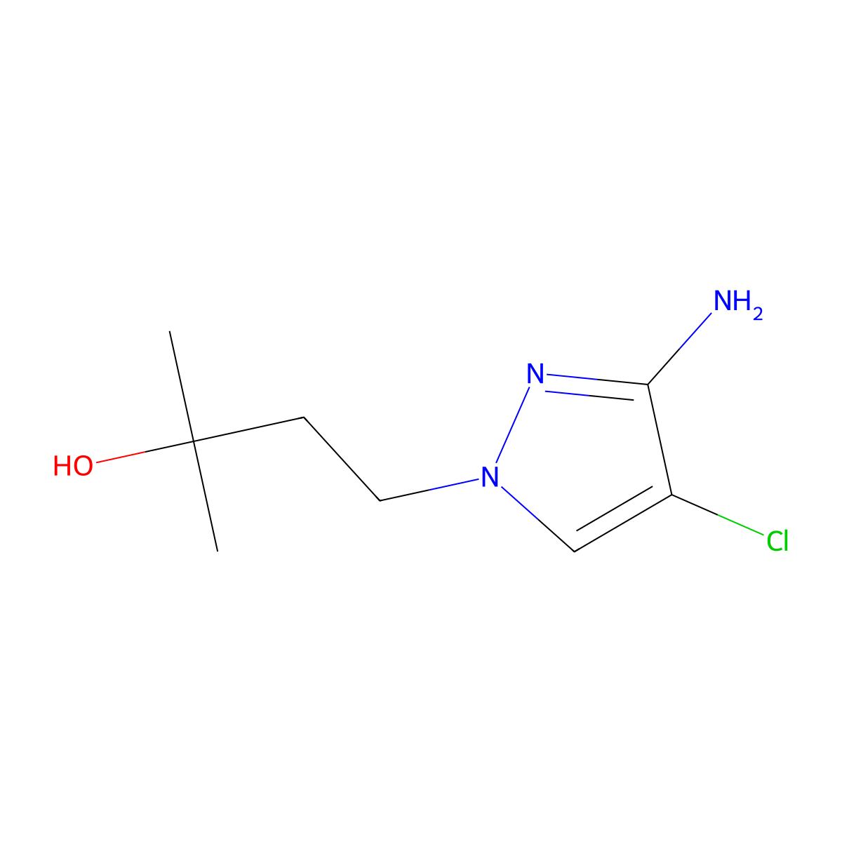 4-(3-amino-4-chloro-1H-pyrazol-1-yl)-2-methylbutan-2-ol molecular structure, CAS 1523057-04-6