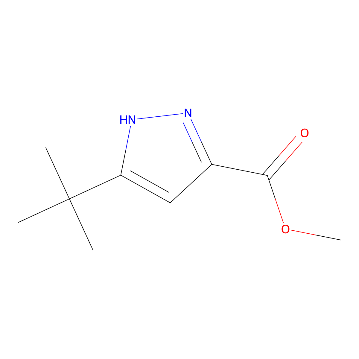 methyl 3-tert-butyl-1H-pyrazole-5-carboxylate molecular structure, CAS 152307-84-1