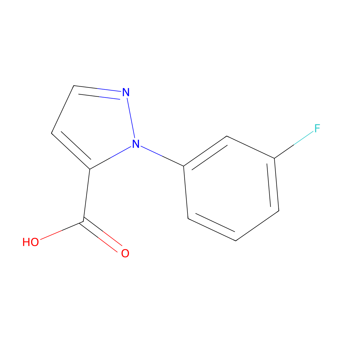 1-(3-fluorophenyl)-1H-pyrazole-5-carboxylic acid molecular structure, CAS 1523072-86-7