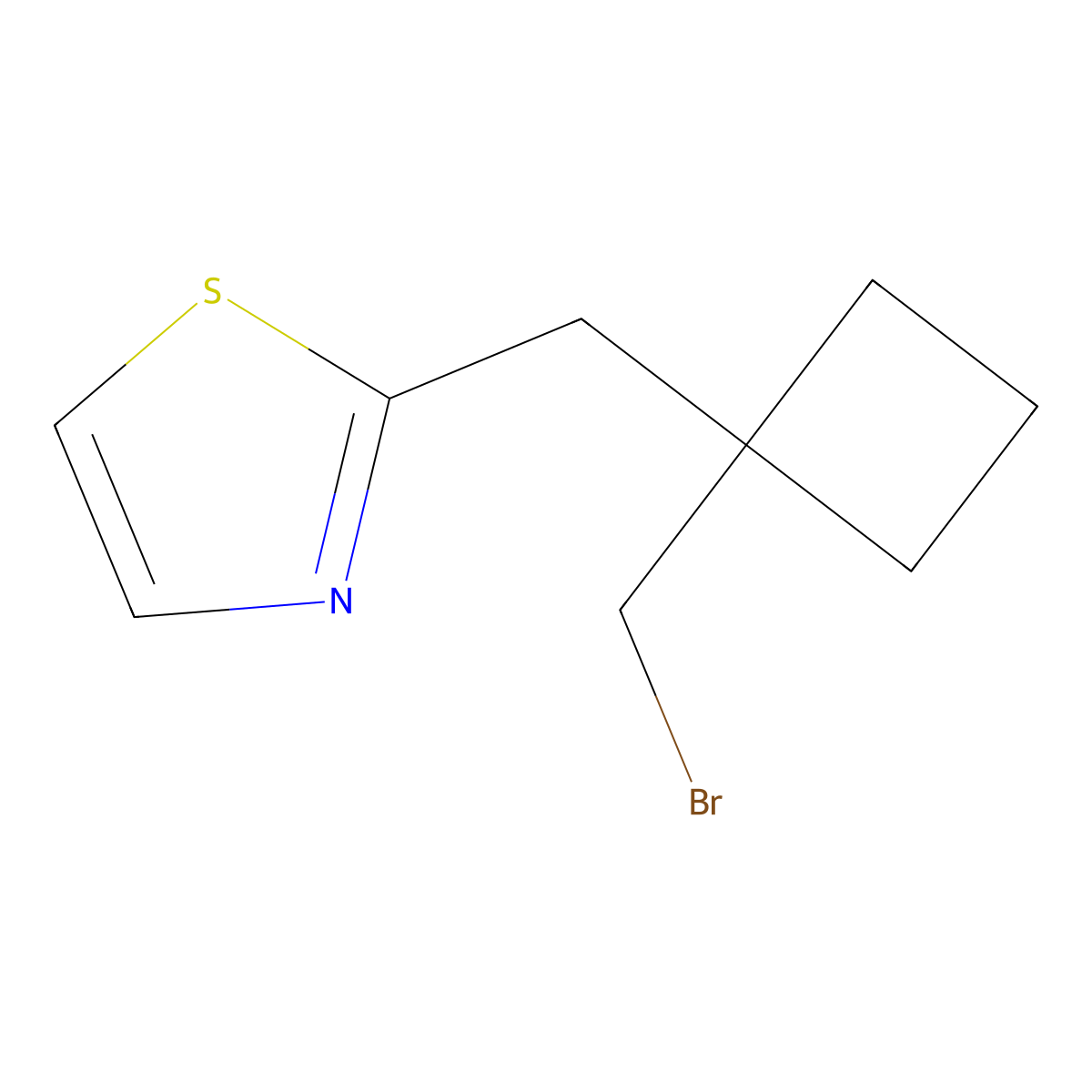 2-([1-(Bromomethyl)cyclobutyl]methyl)-1,3-thiazole molecular structure, CAS 1523093-81-3