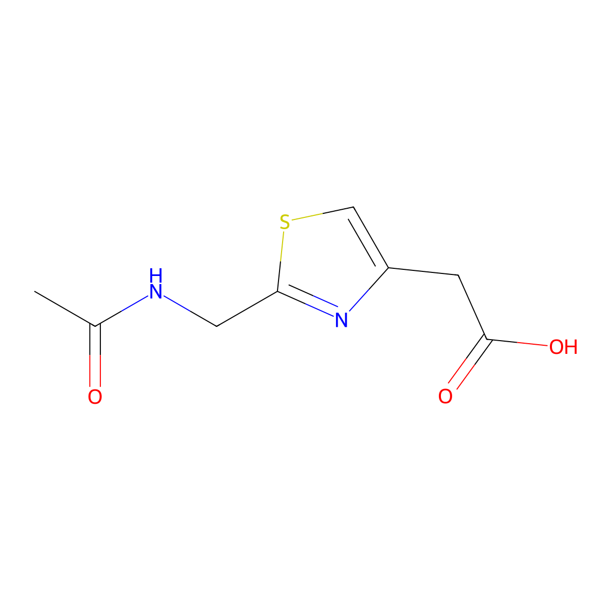 2-[2-(Acetamidomethyl)-1,3-thiazol-4-yl]acetic acid molecular structure, CAS 1523114-56-8
