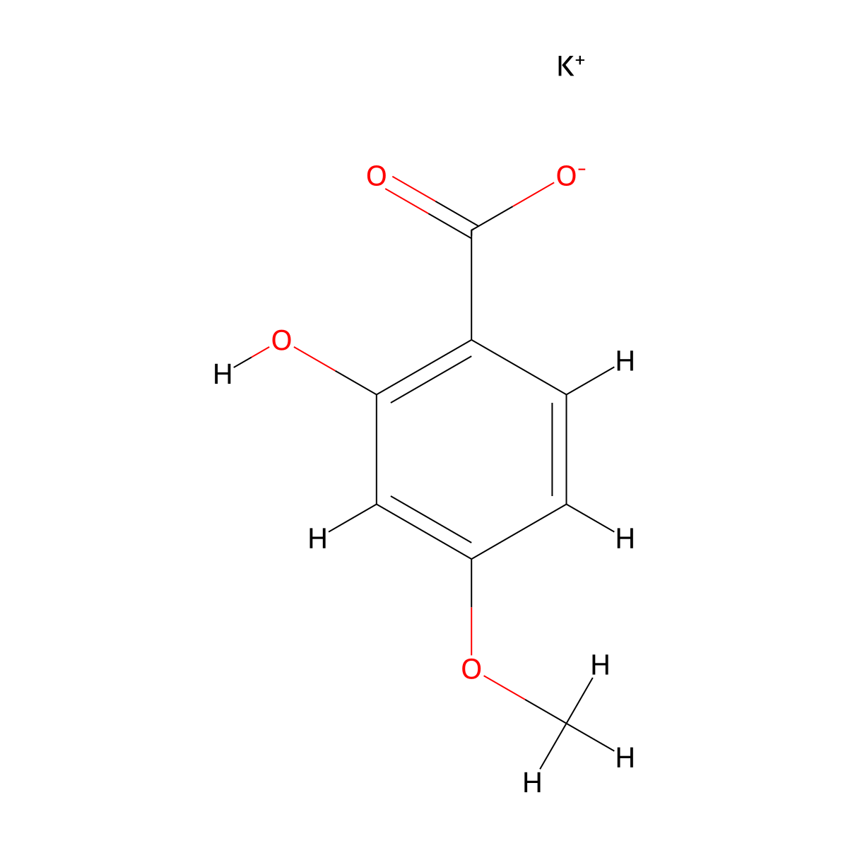 Potassium methoxysalicylate molecular structure, CAS 152312-71-5