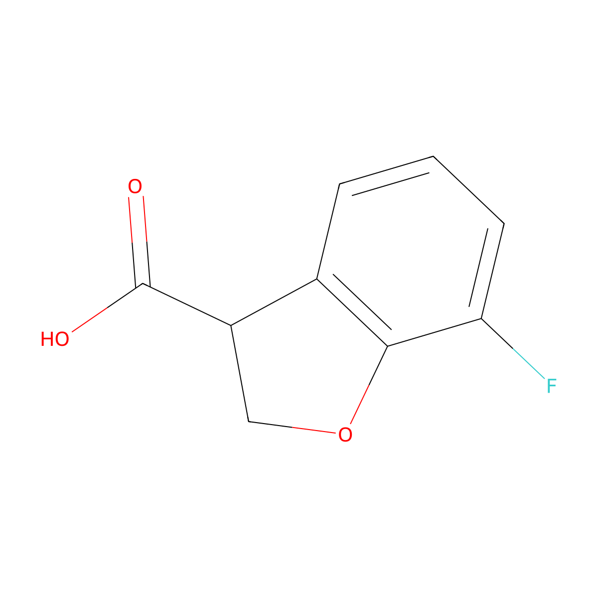 7-Fluoro-2,3-dihydro-1-benzofuran-3-carboxylic acid molecular structure, CAS 1523136-07-3