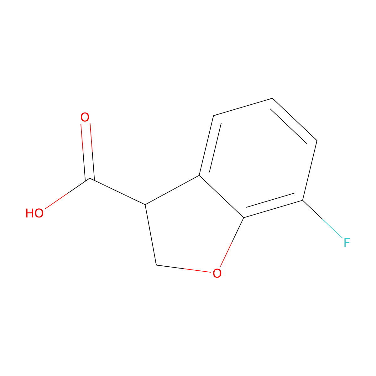 7-Fluoro-2,3-dihydro-1-benzofuran-3-carboxylic acid molecular structure, CAS 1523136-07-3