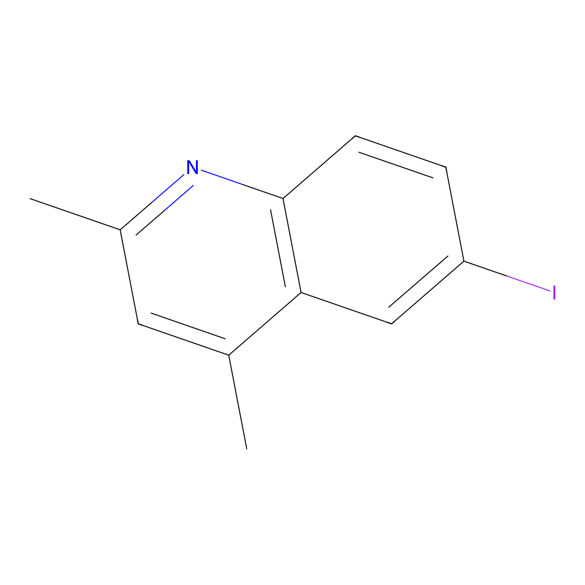 6-Iodo-2,4-dimethylquinoline molecular structure, CAS 1523137-17-8