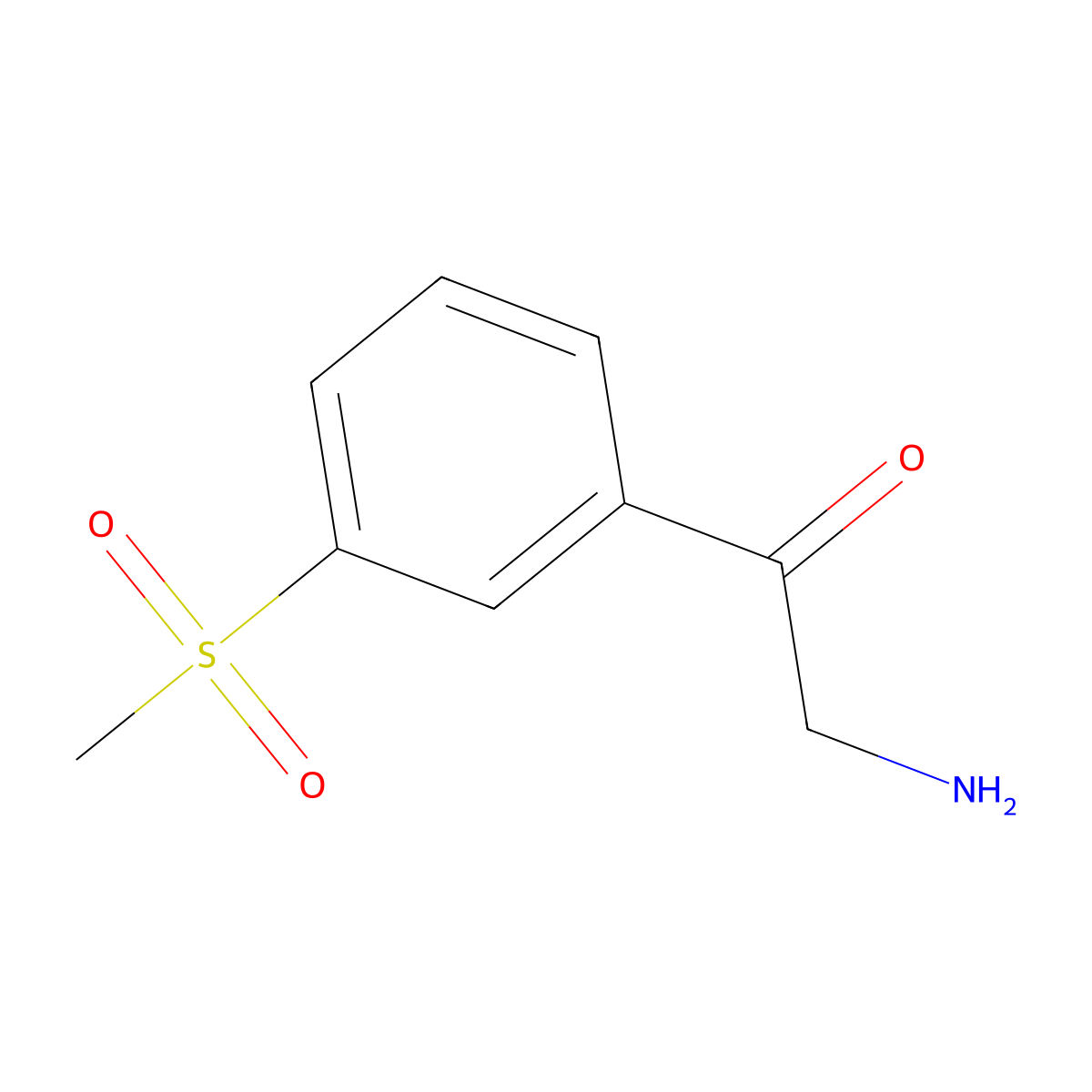 2-Amino-1-(3-methanesulfonylphenyl)ethan-1-one molecular structure, CAS 1523137-54-3
