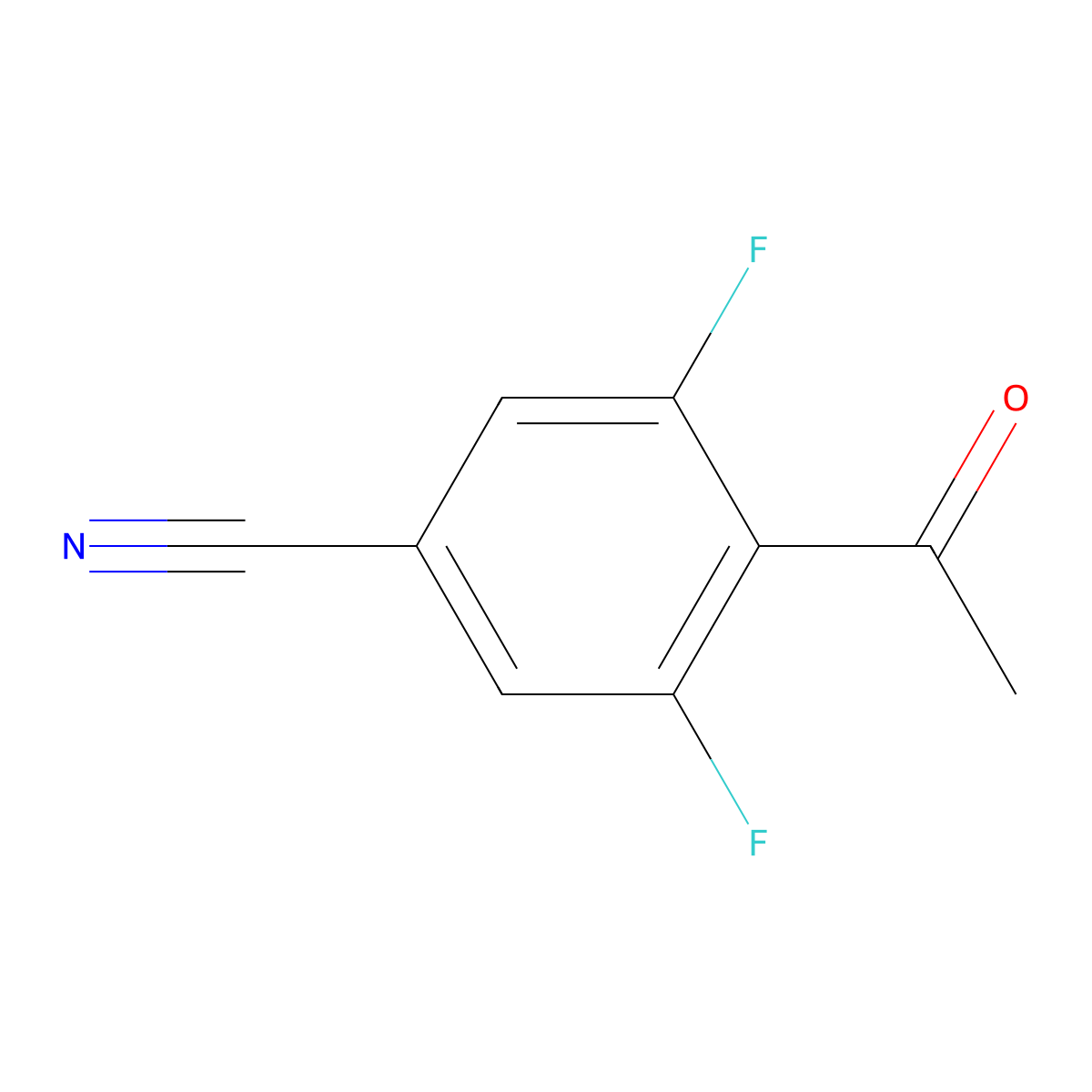 4-Acetyl-3,5-difluorobenzonitrile molecular structure, CAS 1523144-23-1