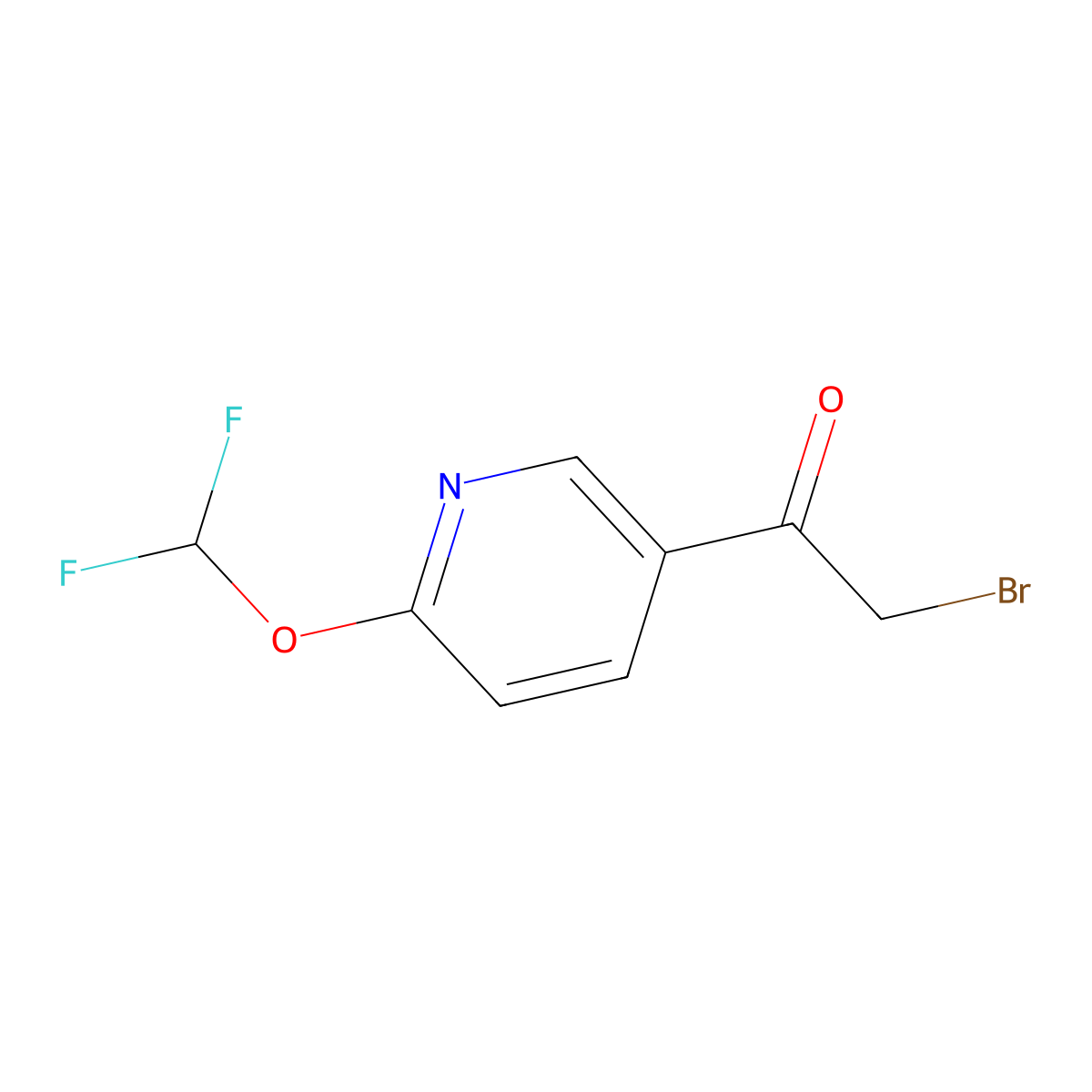 2-Bromo-1-[6-(difluoromethoxy)pyridin-3-yl]ethan-1-one molecular structure, CAS 1523194-44-6