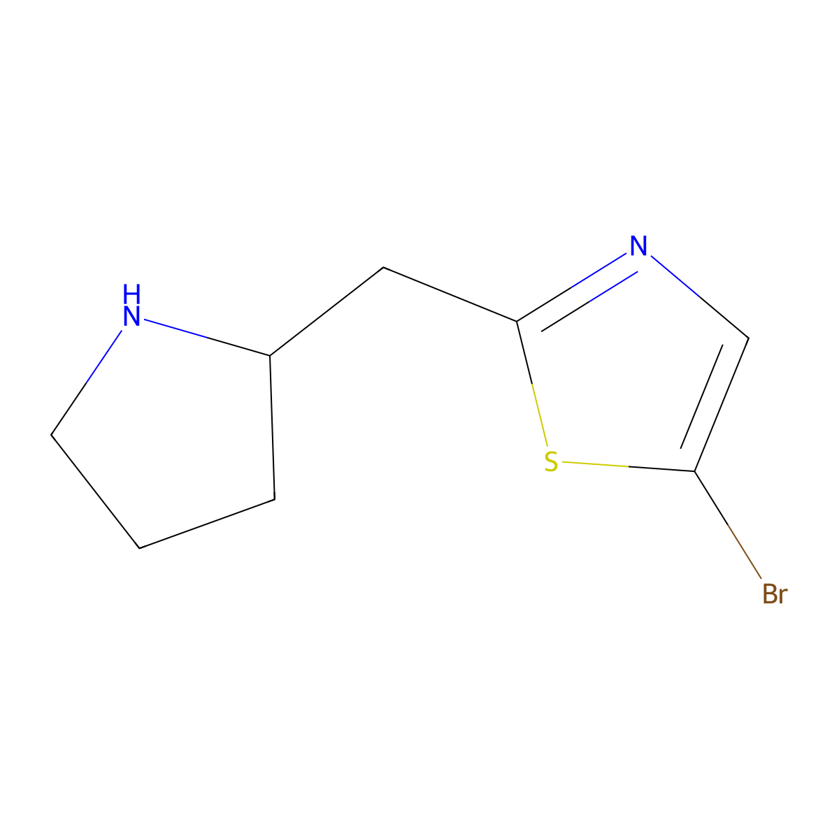 5-Bromo-2-(pyrrolidin-2-ylmethyl)thiazole molecular structure, CAS 1523200-79-4