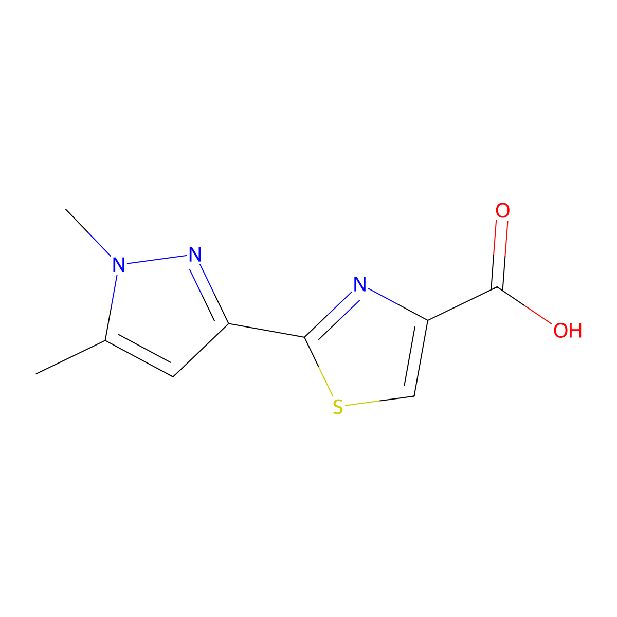 2-(1,5-Dimethyl-3-pyrazolyl)thiazole-4-carboxylic Acid molecular structure, CAS 1523205-22-2