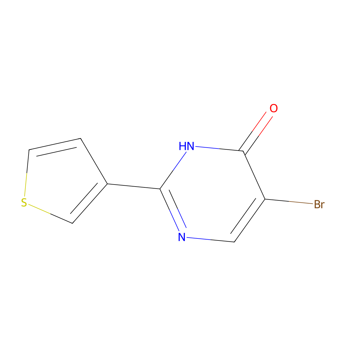 5-Bromo-2-(thiophen-3-yl)pyrimidin-4-ol molecular structure, CAS 1523207-22-8