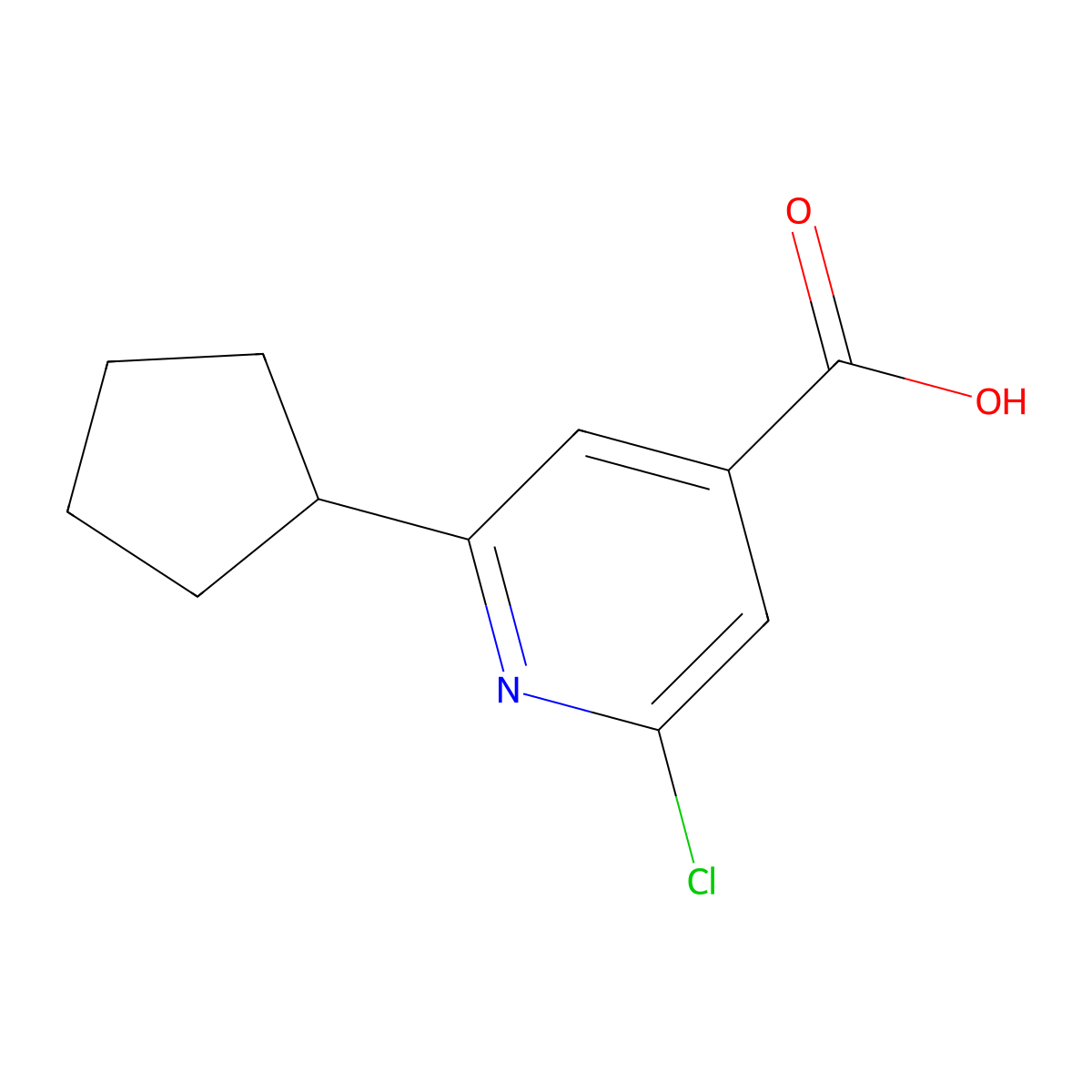 2-Chloro-6-cyclopentylpyridine-4-carboxylic acid molecular structure, CAS 1523217-71-1