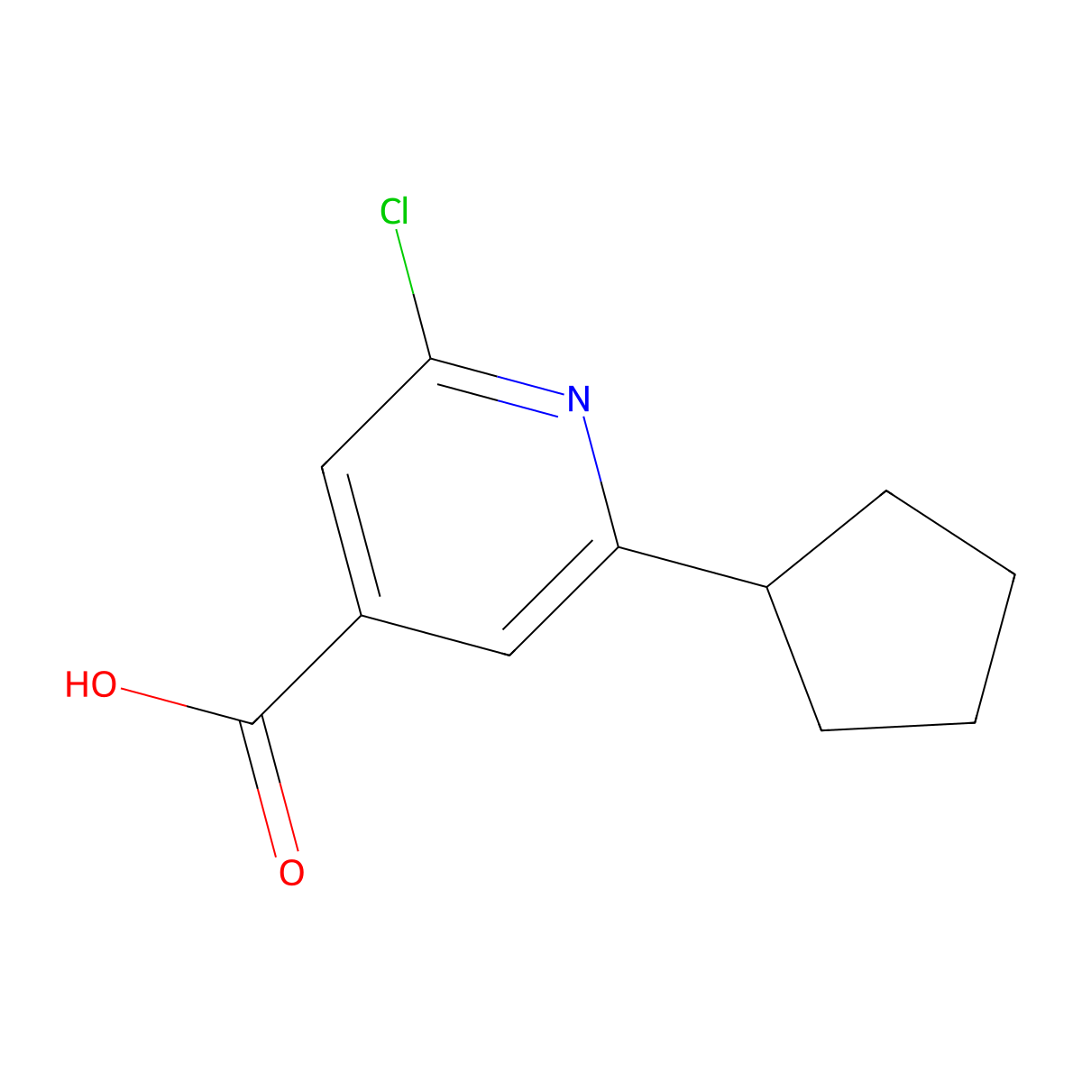 2-Chloro-6-cyclopentylpyridine-4-carboxylic acid molecular structure, CAS 1523217-71-1
