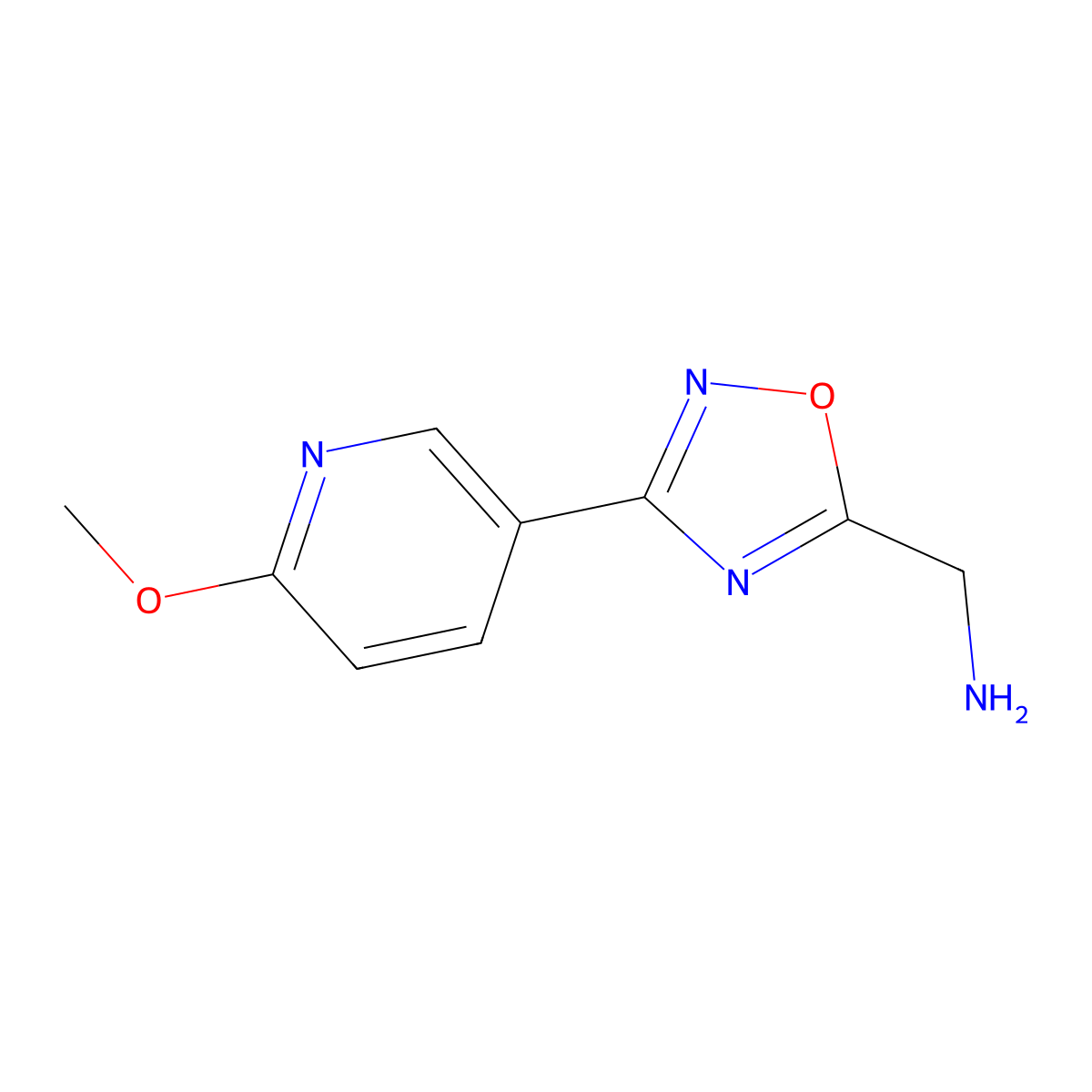 [3-(6-Methoxypyridin-3-yl)-1,2,4-oxadiazol-5-yl]methanamine molecular structure, CAS 1523233-65-9