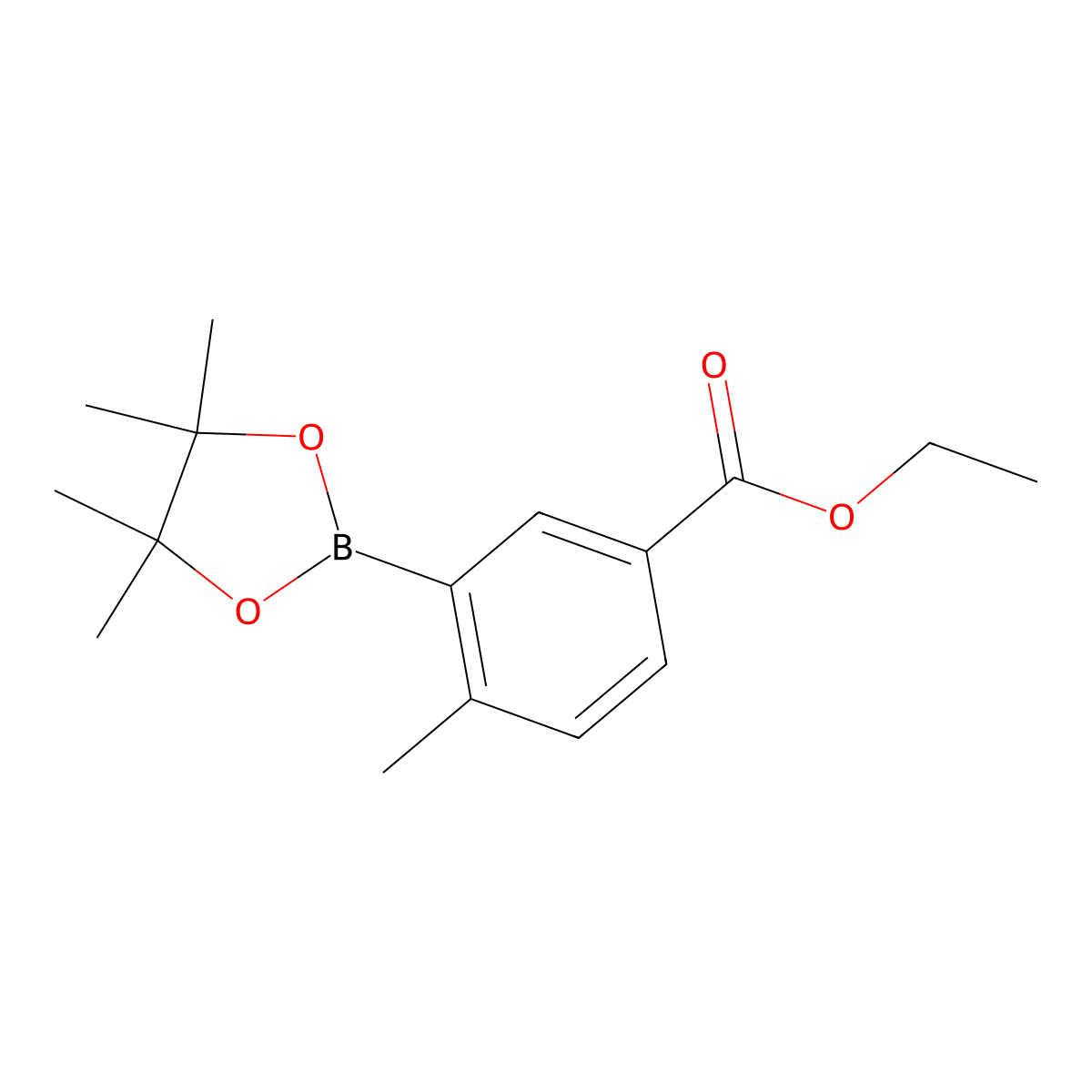 Ethyl 4-methyl-3-(4,4,5,5-tetramethyl-1,3,2-dioxaborolan-2-YL)benzoate molecular structure, CAS 1523236-44-3
