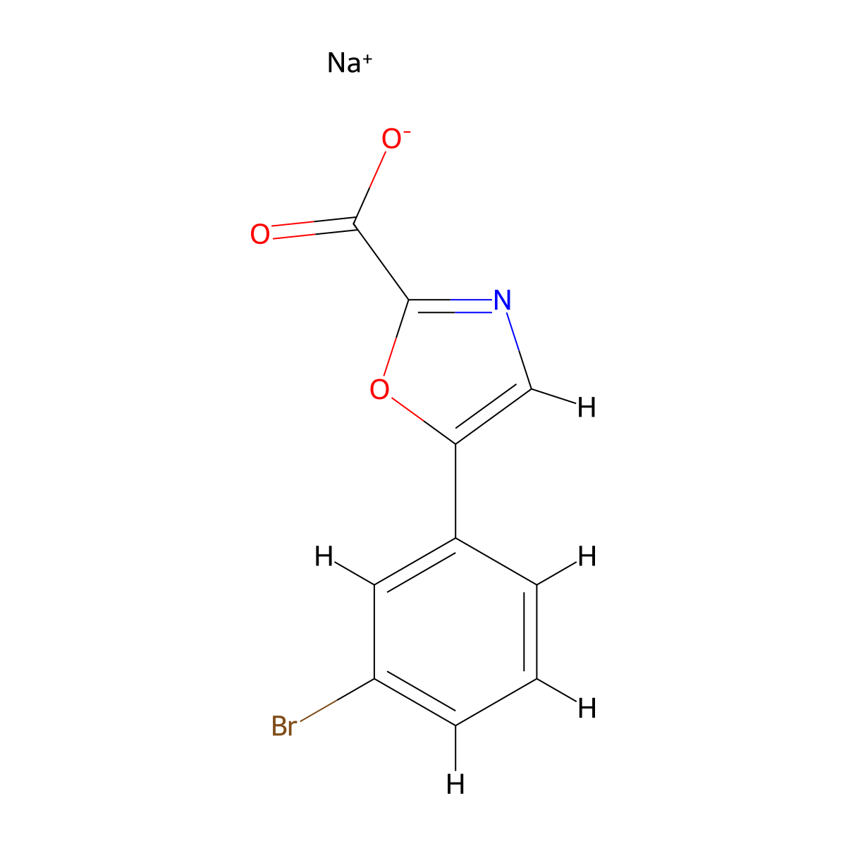 Sodium 5-(3-bromophenyl)-1,3-oxazole-2-carboxylate molecular structure, CAS 1523240-33-6