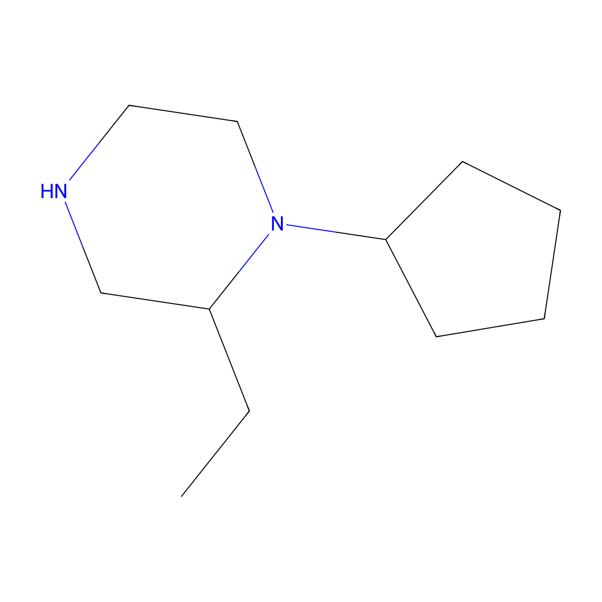 1-Cyclopentyl-2-ethylpiperazine molecular structure, CAS 1523269-17-1