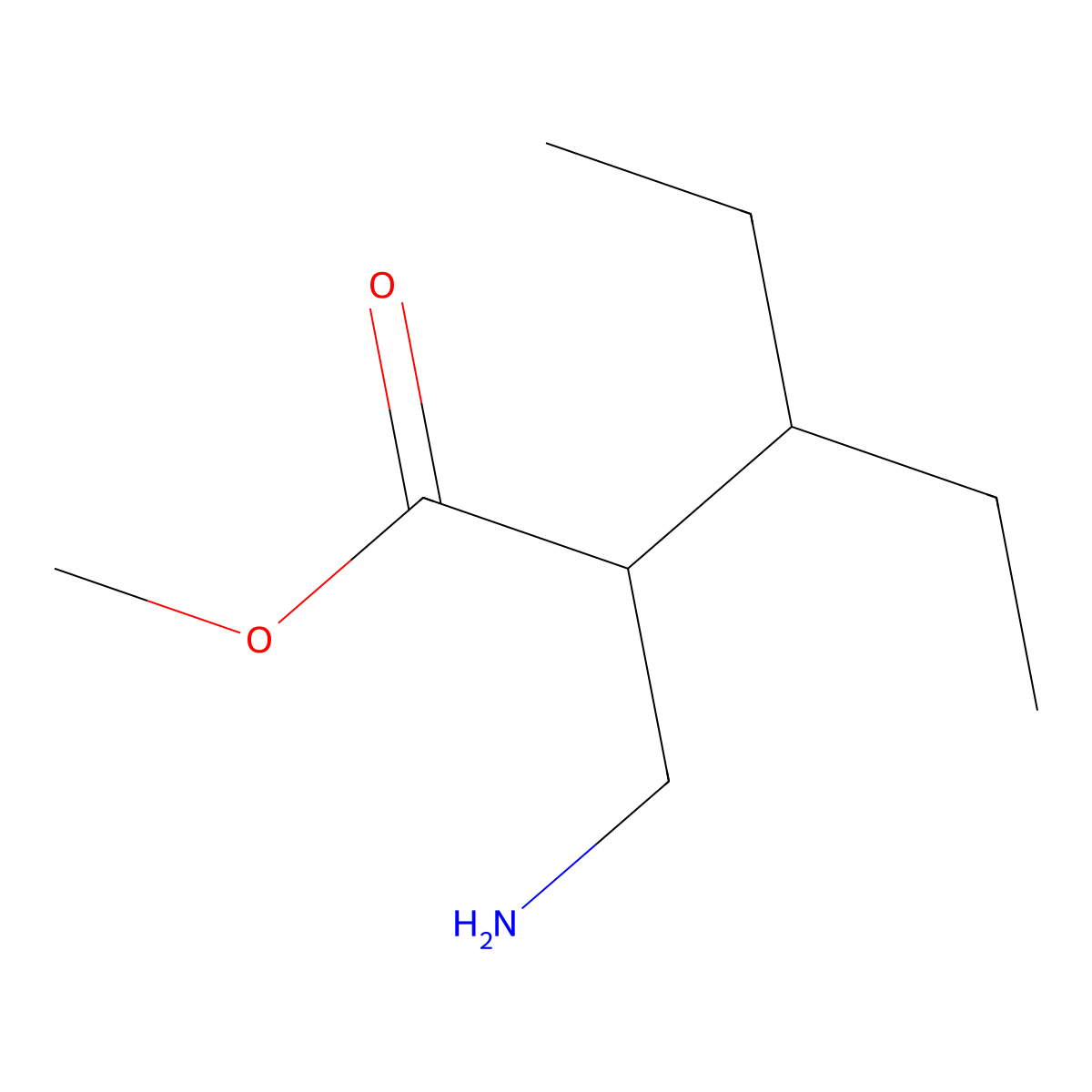 Methyl 2-(aminomethyl)-3-ethylpentanoate molecular structure, CAS 1523269-31-9