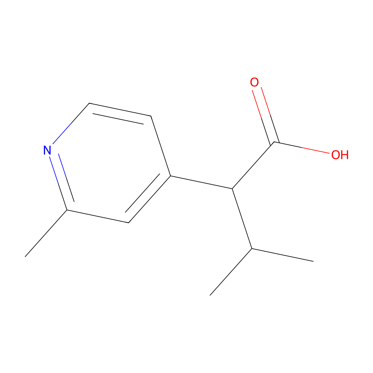3-Methyl-2-(2-methylpyridin-4-yl)butanoic acid molecular structure, CAS 1523290-88-1