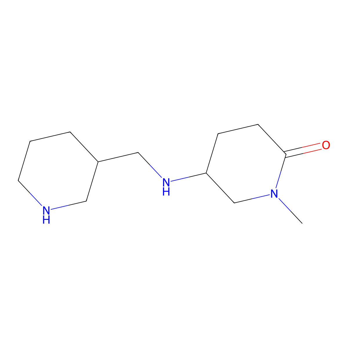 1-Methyl-5-{[(piperidin-3-yl)methyl]amino}piperidin-2-one molecular structure, CAS 1523293-79-9