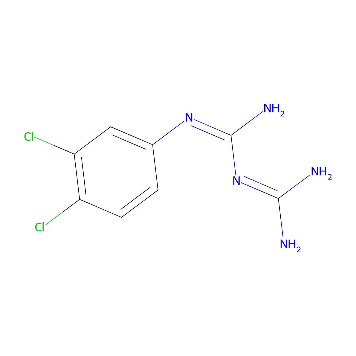 3,4-Dichlorophenylbiguanide molecular structure, CAS 15233-34-8