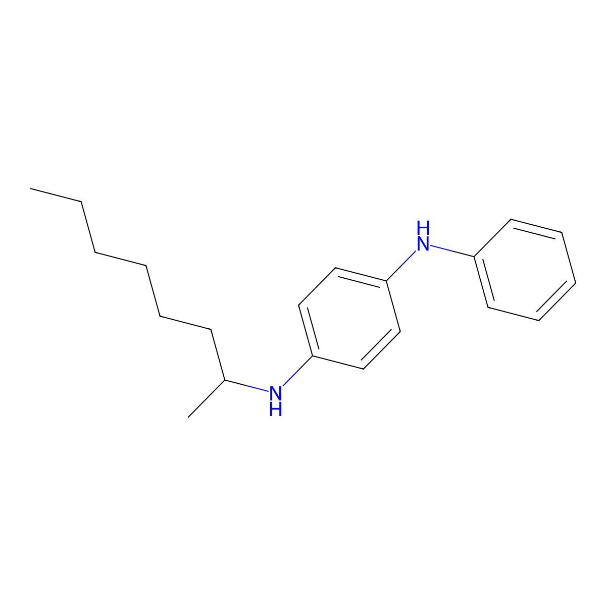 N-(1-Methylheptyl)-N'-phenyl-p-phenylenediamine molecular structure, CAS 15233-47-3
