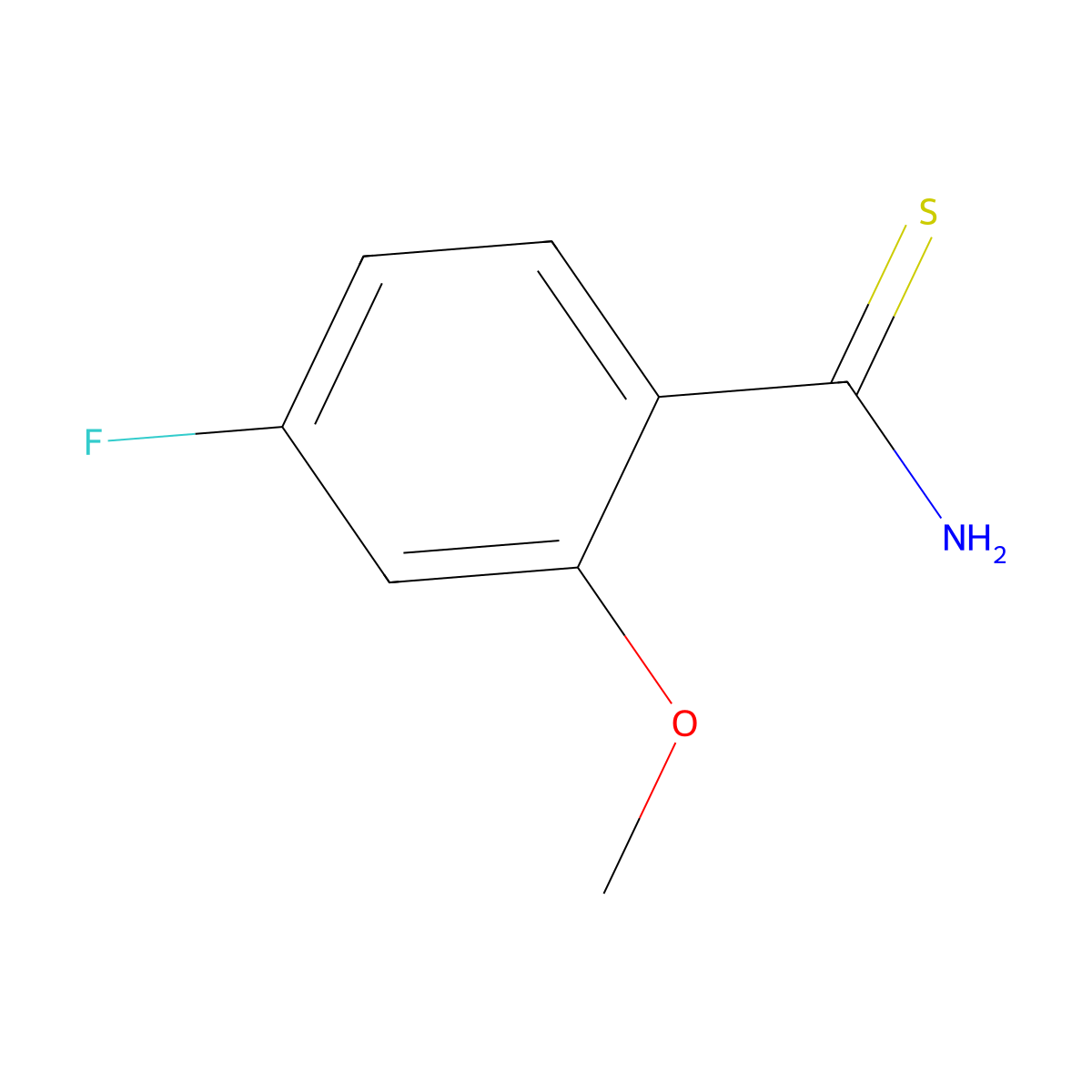 4-Fluoro-2-methoxybenzene-1-carbothioamide molecular structure, CAS 1523309-94-5