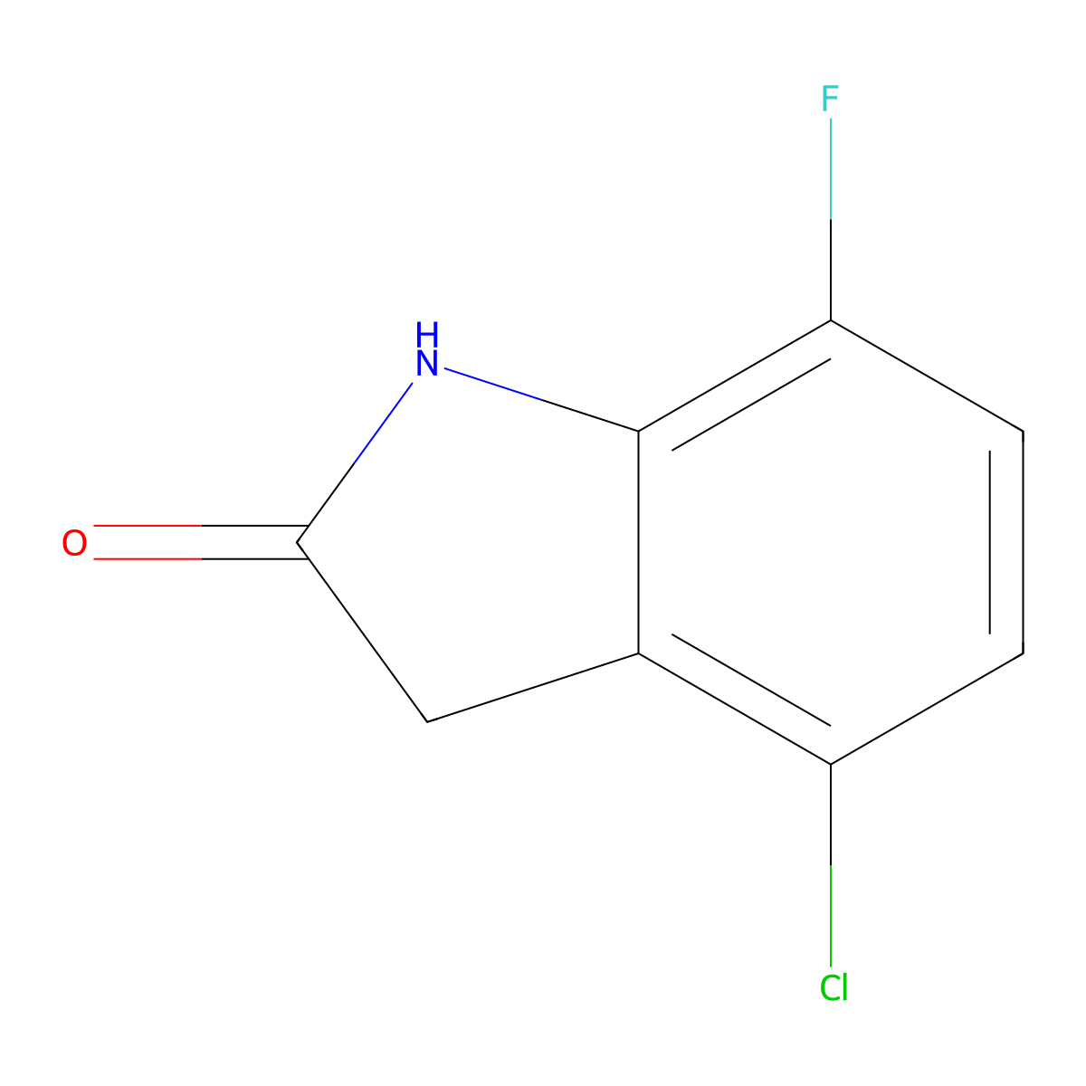 4-Chloro-7-fluoroindolin-2-one molecular structure, CAS 1523333-96-1