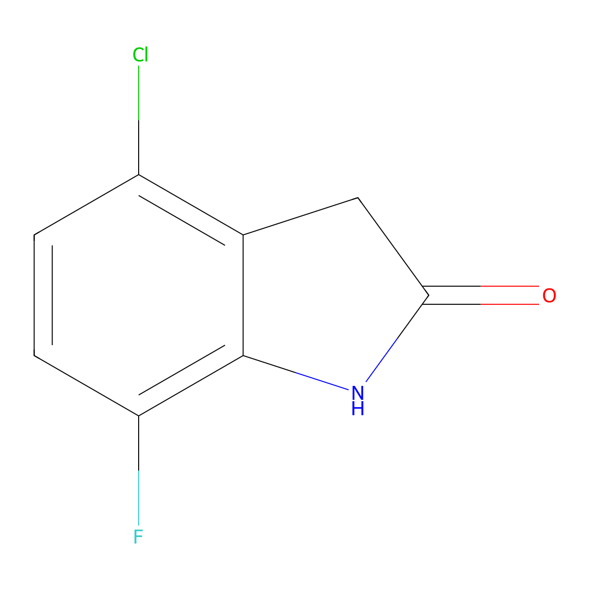 4-Chloro-7-fluoroindolin-2-one molecular structure, CAS 1523333-96-1