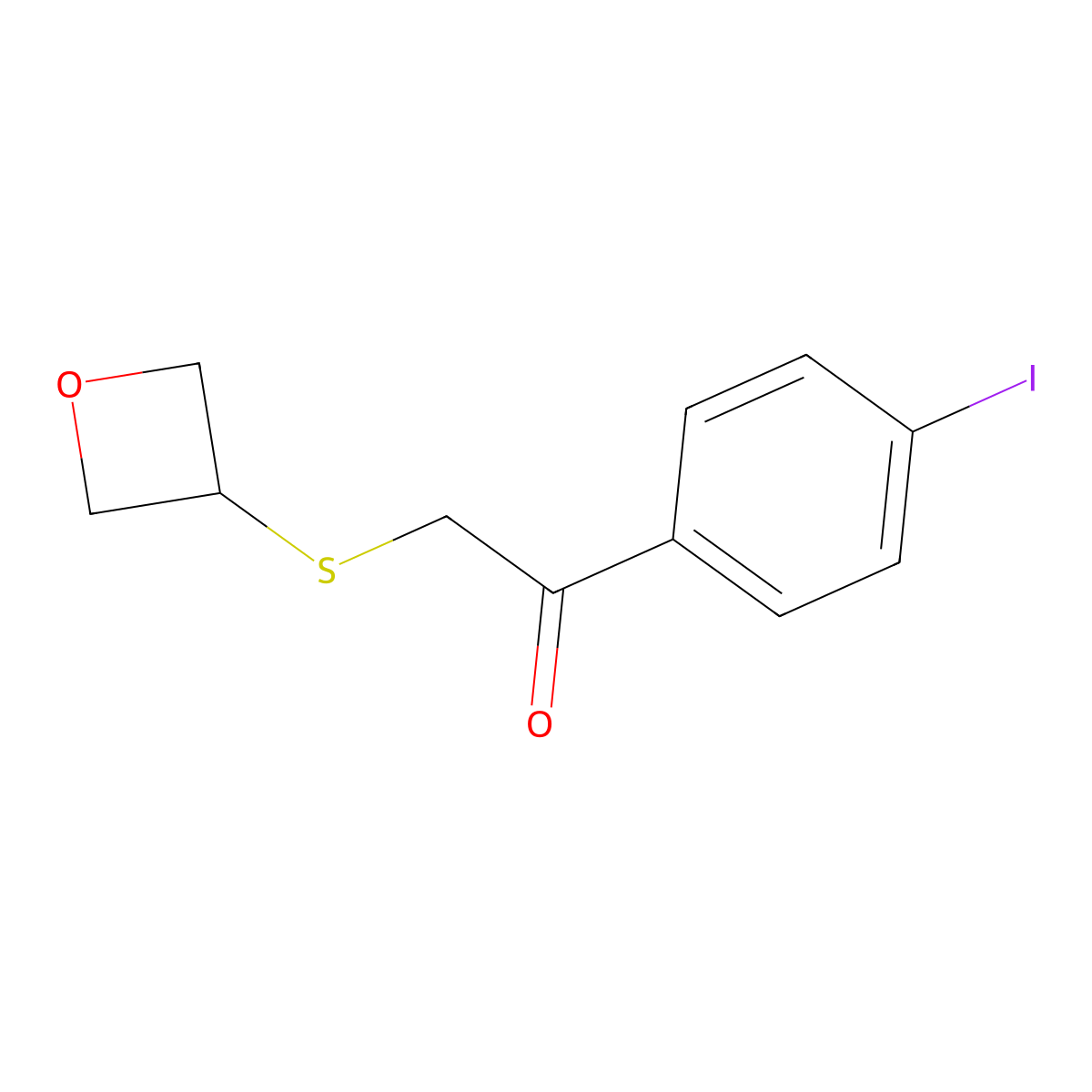 1-(4-Iodophenyl)-2-(oxetan-3-ylthio)ethan-1-one molecular structure, CAS 1523343-60-3