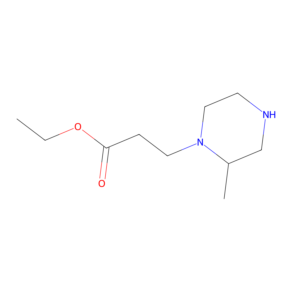 Ethyl 3-(2-methylpiperazin-1-yl)propanoate molecular structure, CAS 1523345-41-6