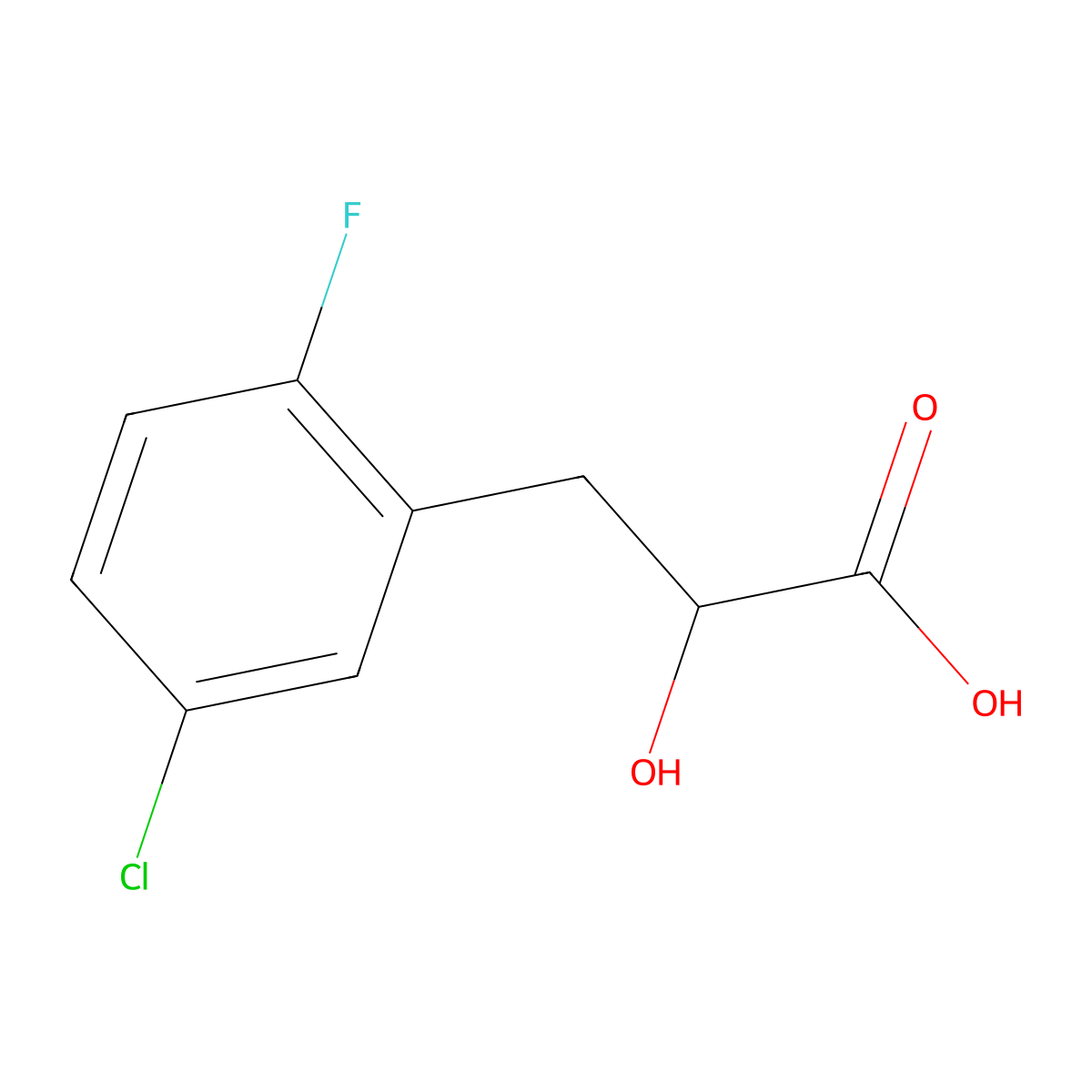 3-(5-Chloro-2-fluorophenyl)-2-hydroxypropanoic acid molecular structure, CAS 1523351-50-9
