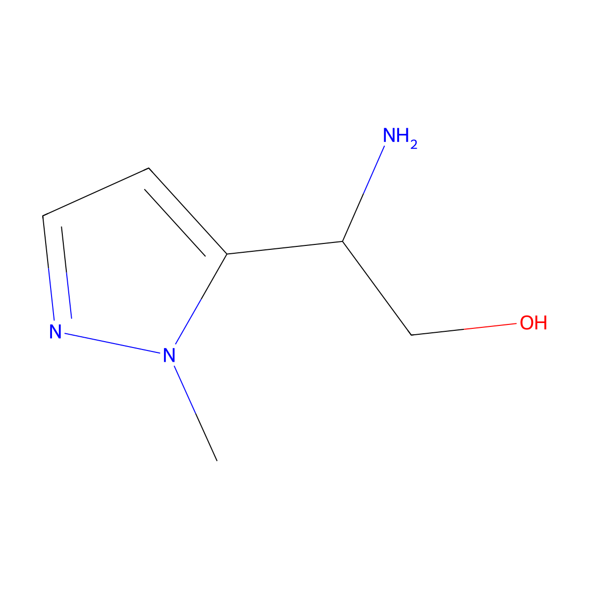 2-amino-2-(1-methyl-1H-pyrazol-5-yl)ethan-1-ol molecular structure, CAS 1523376-59-1