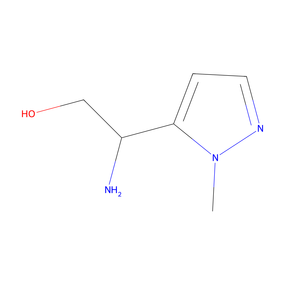 2-amino-2-(1-methyl-1H-pyrazol-5-yl)ethan-1-ol molecular structure, CAS 1523376-59-1